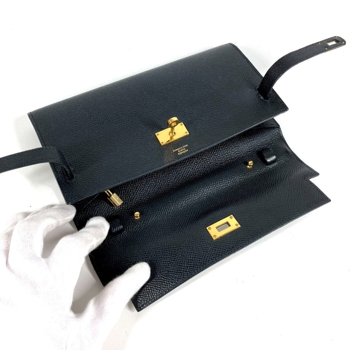 Hermes Black Epsom Leather Chain/Shoulder Wallet (Pre-Owned)