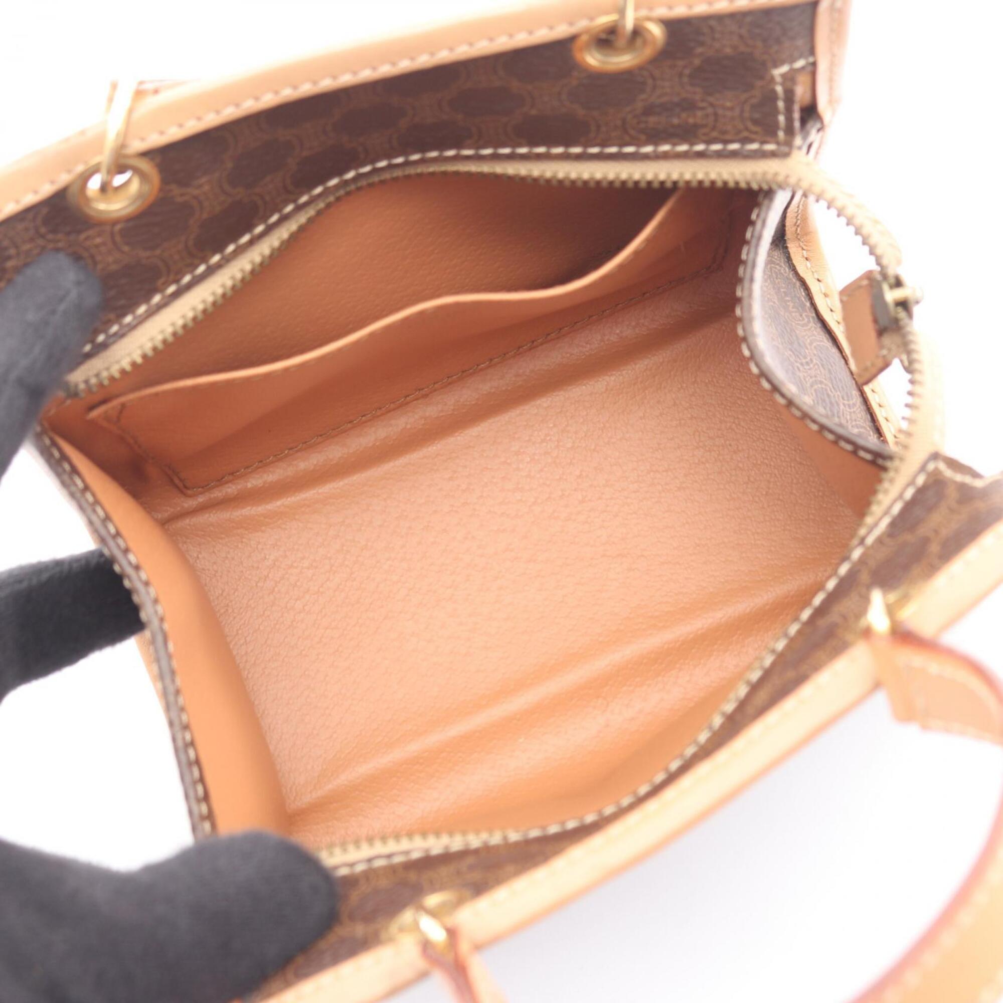 Celine Beige Brown Coated Canvas Handbag (Pre-Owned)