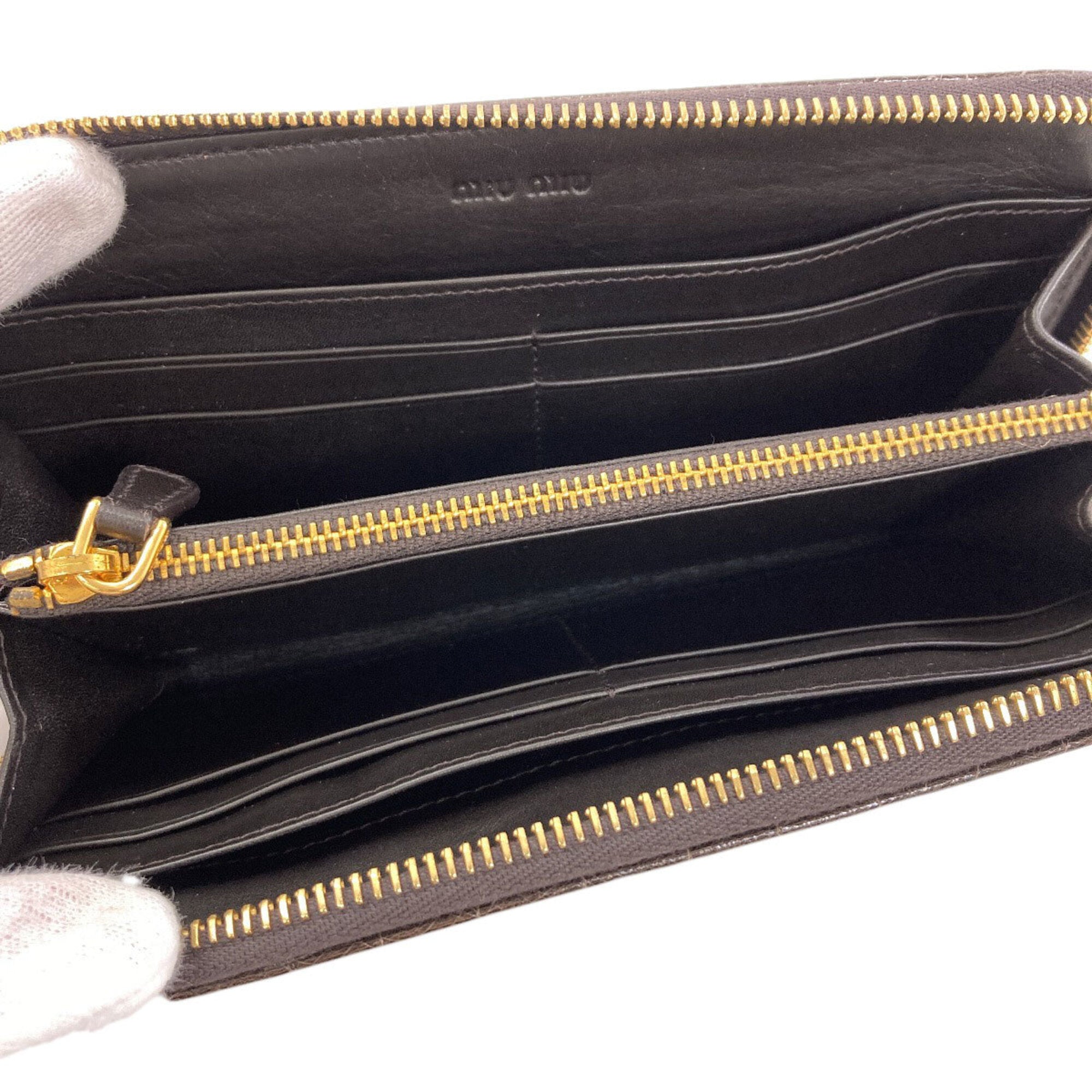 Miu Miu Black Leather Long Wallet (Bi-Fold) (Pre-Owned)