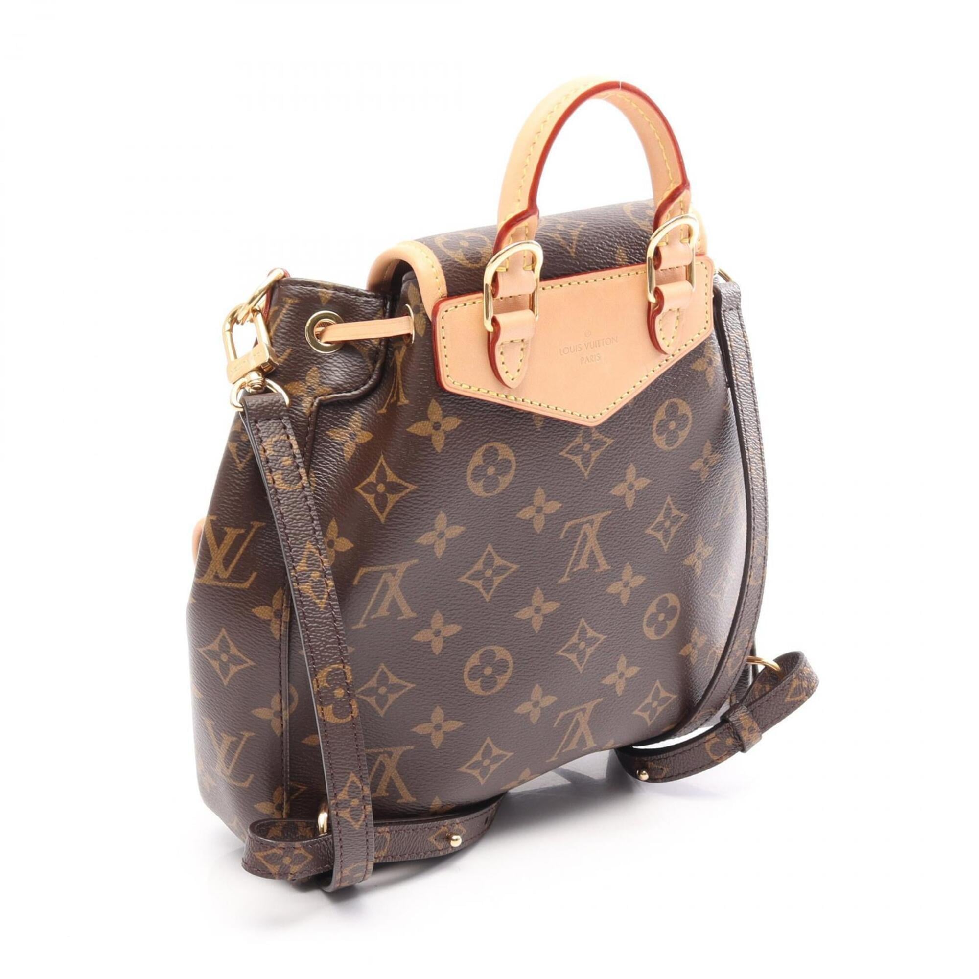 Louis Vuitton Brown Pvc Coated Canvas Leather Backpack Handbag (Pre-Owned)