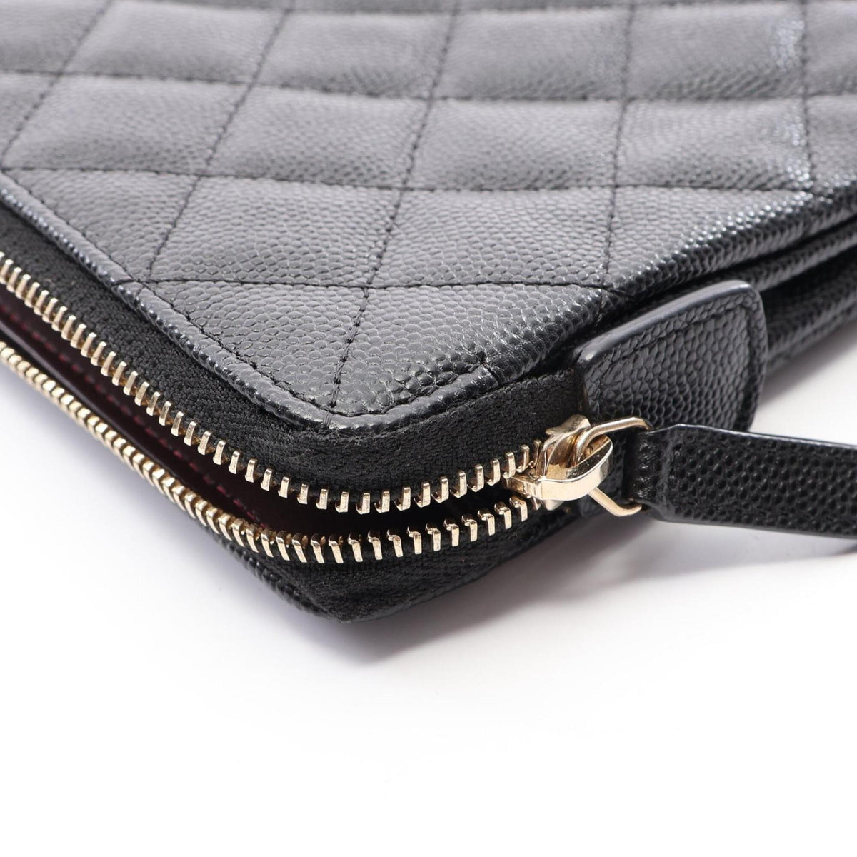 Chanel Black Grained Calfskin Clutch Bag Handbag (Pre-Owned)