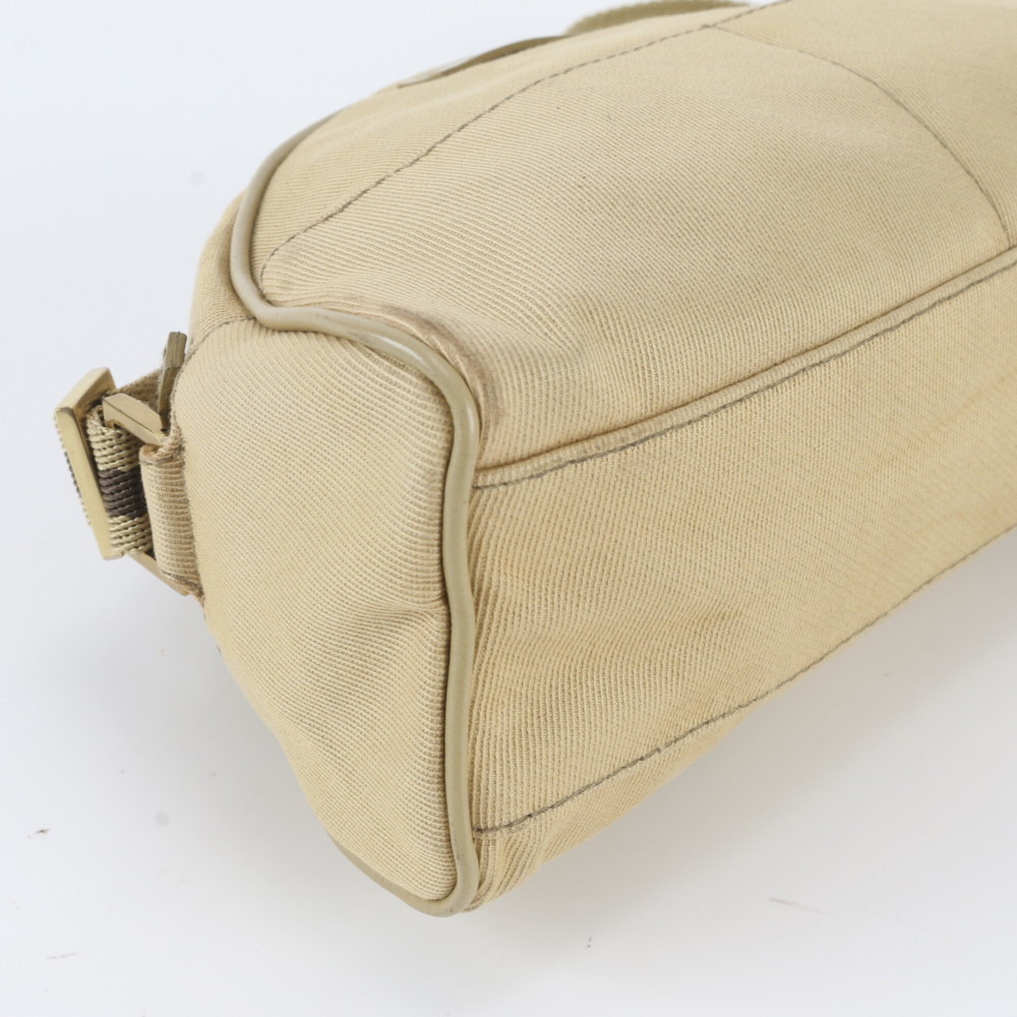 Gucci Beige Leather Canvas Handbag Shoulder Bag (Pre-Owned)