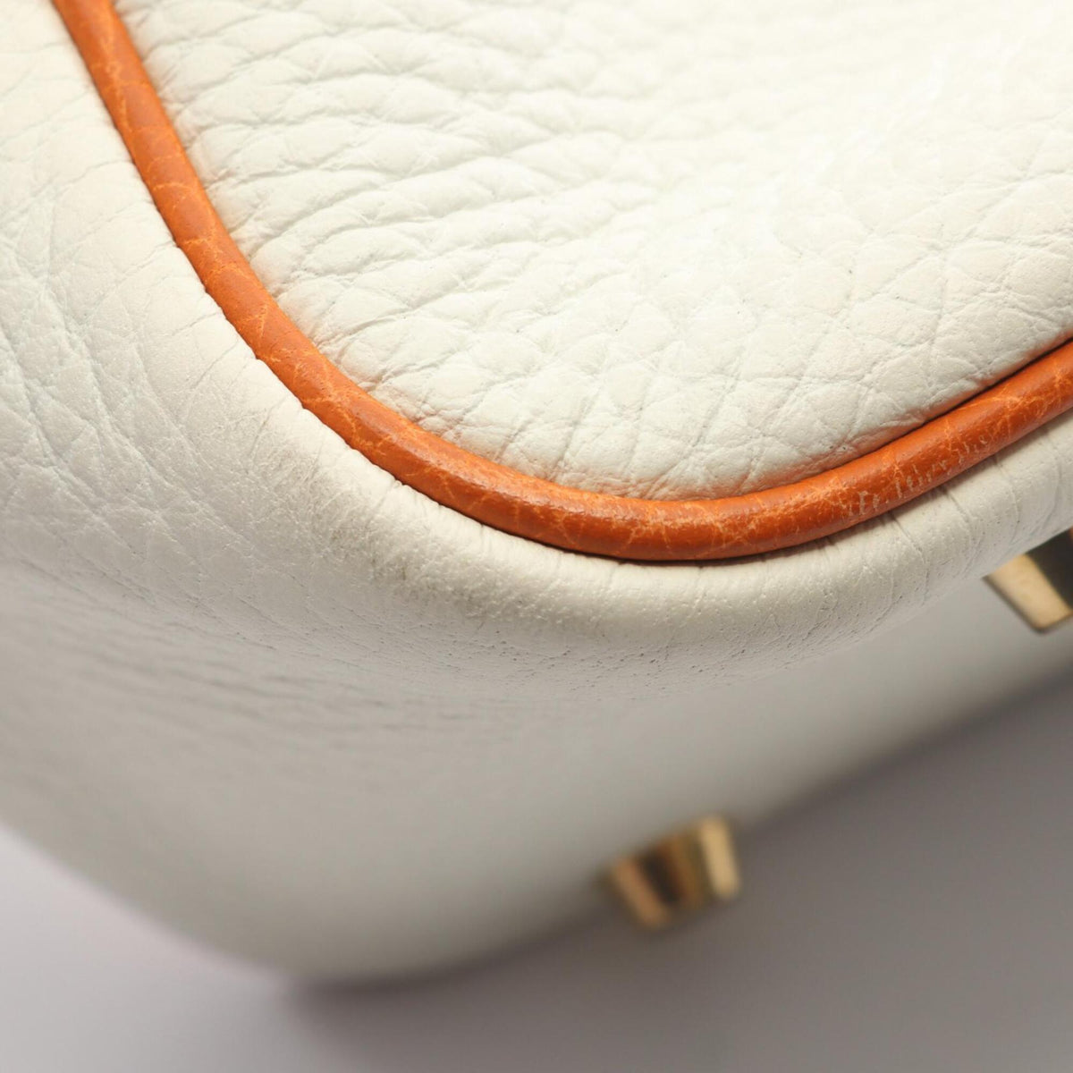 Hermes Orange Potiron White Taurillon Clemence Leather Leather Handbag (Pre-Owned)