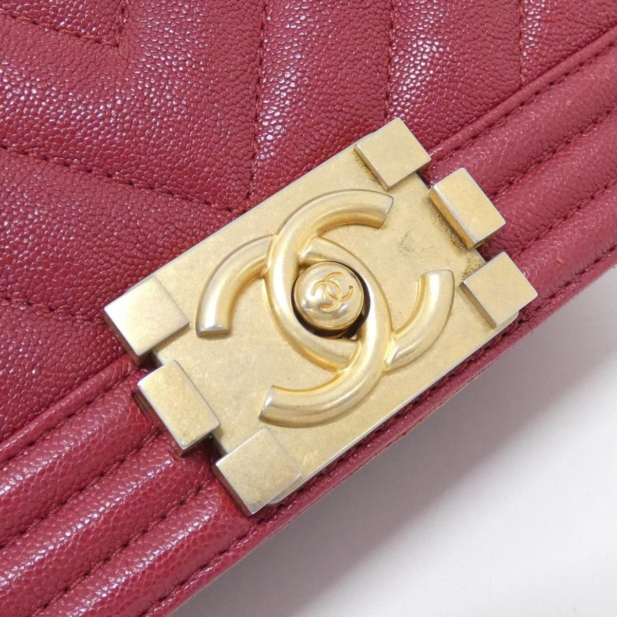 Chanel Bordeaux Grained Calfskin Shoulder Bag (Pre-Owned)