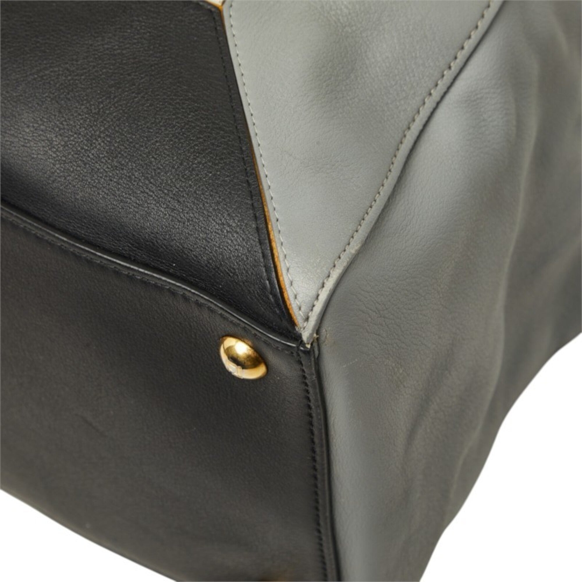 Fendi Black Gray White Yellow Leather Handbag Shoulder Bag (Pre-Owned)