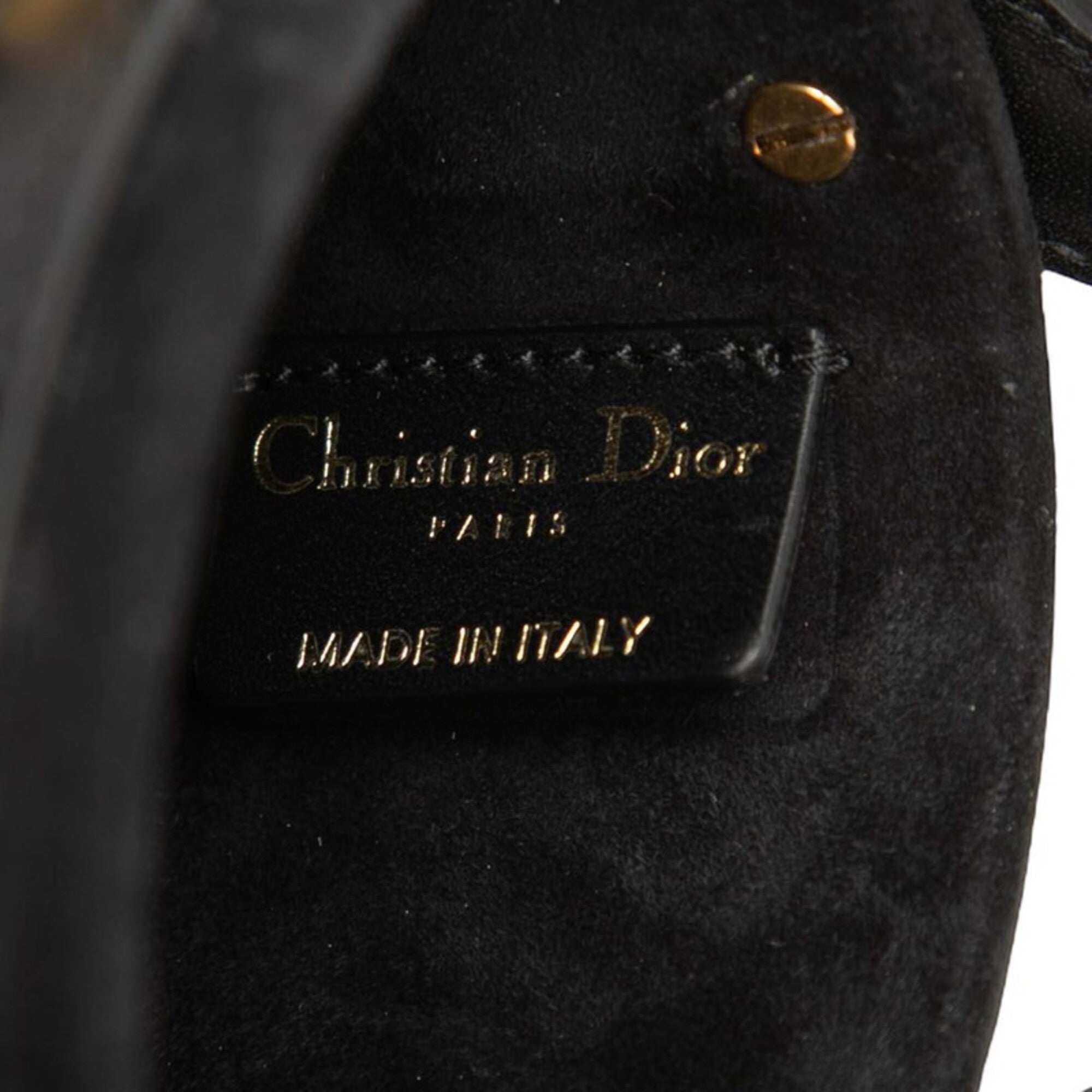 Christian Dior Black Leather Handbag Vanity Bag (Pre-Owned)