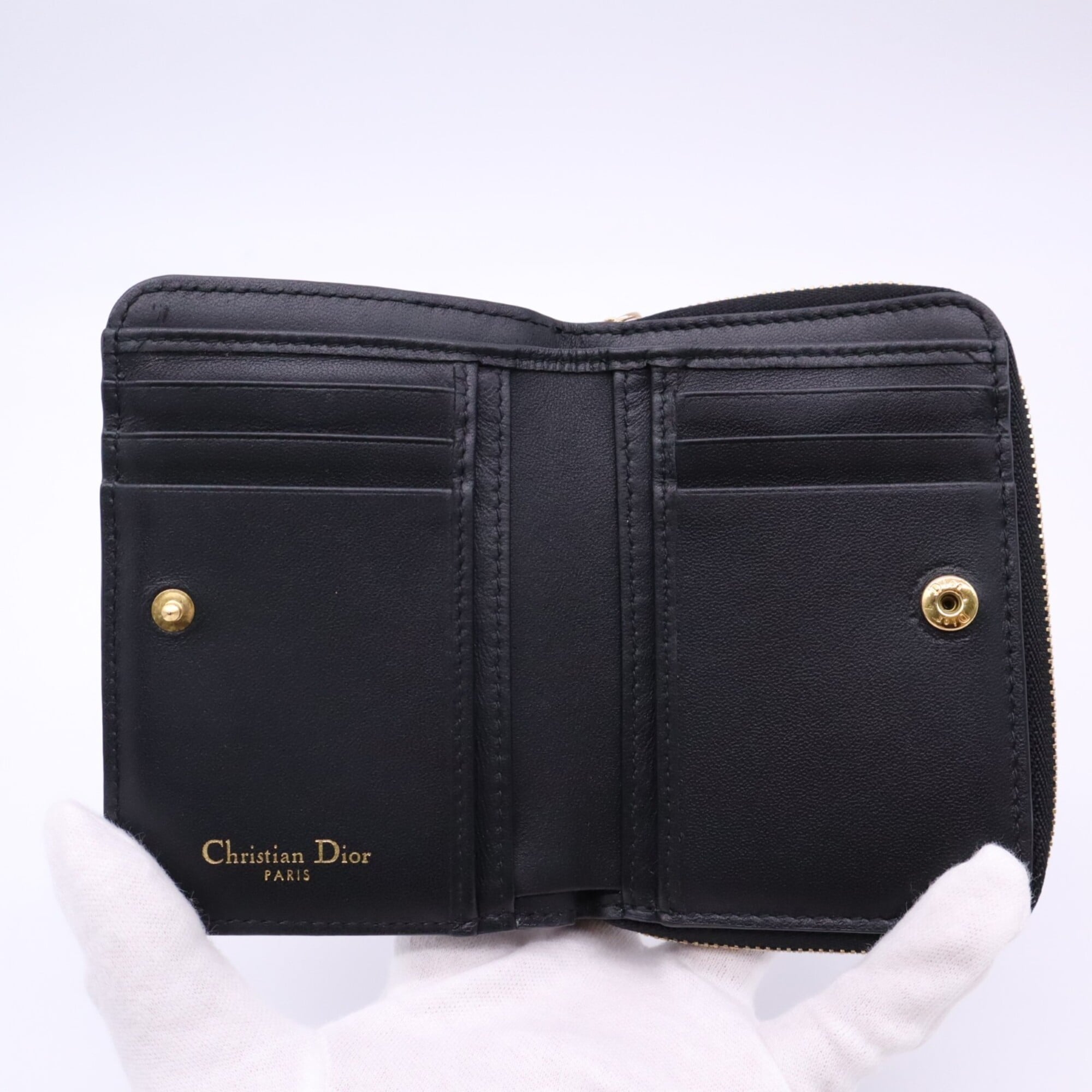 Christian Dior Black Leather Wallet (Tri-Fold) (Pre-Owned)