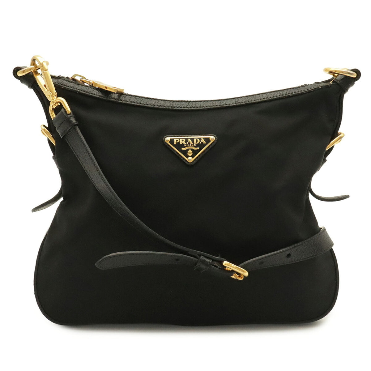 Prada Black Nero Nylon Leather Shoulder Bag (Pre-Owned)