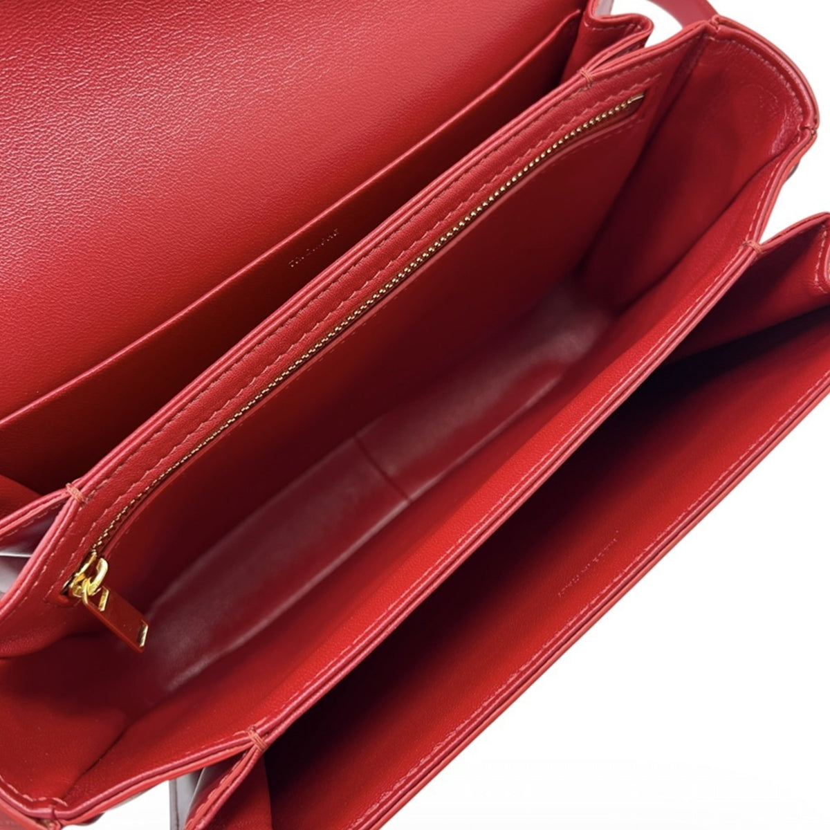 Celine Red Color Leather Pochette Shoulder Bag (Pre-Owned)