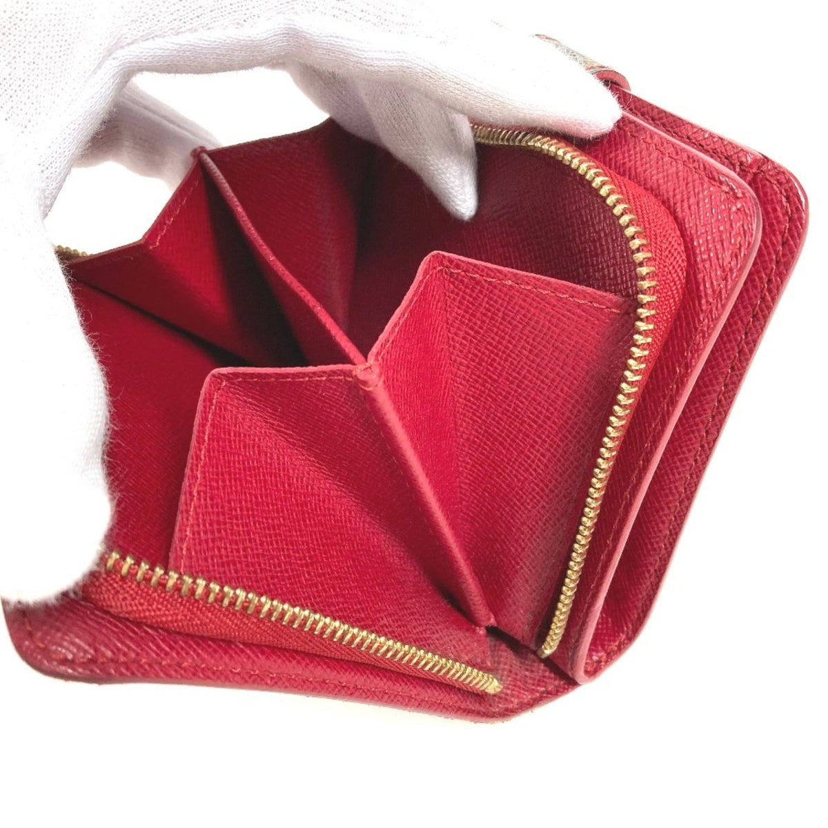 Louis Vuitton Brown Red Color Monogram Canvas Wallet (Bi-Fold) (Pre-Owned)