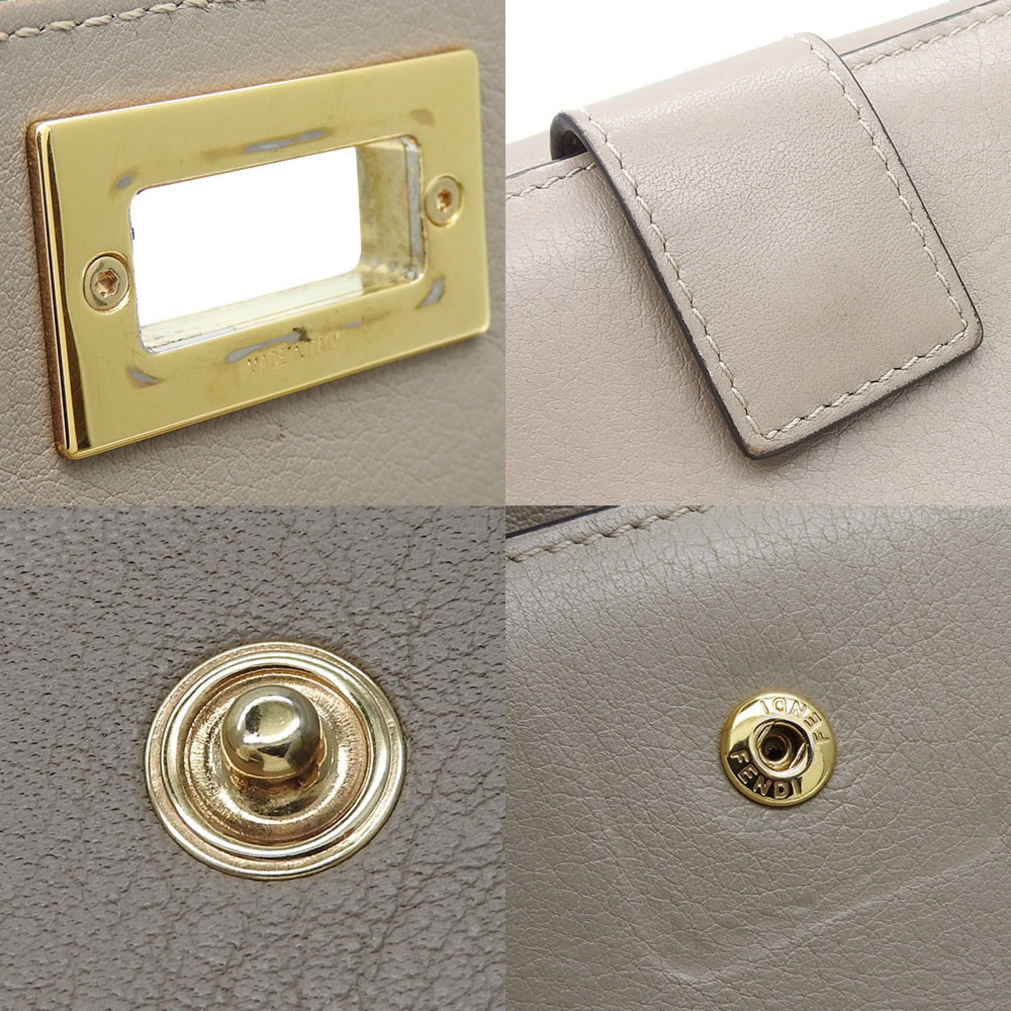 Fendi Beige Grayish Leather Wallet (Bi-Fold) (Pre-Owned)
