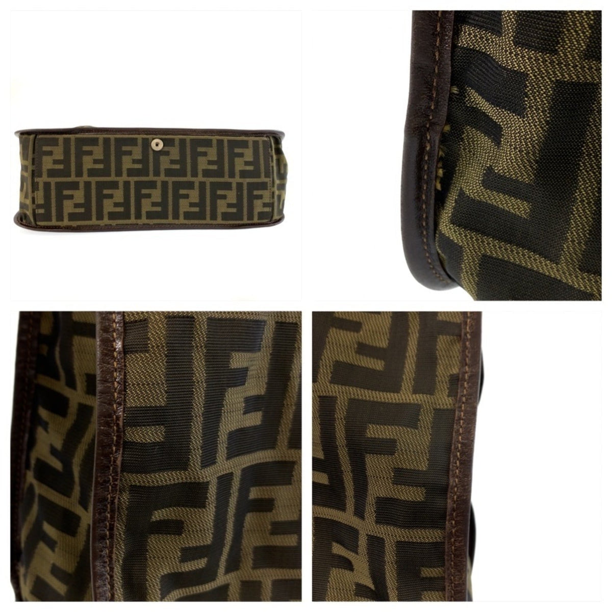Fendi Brown Canvas Leather Handbag Tote Bag (Pre-Owned)