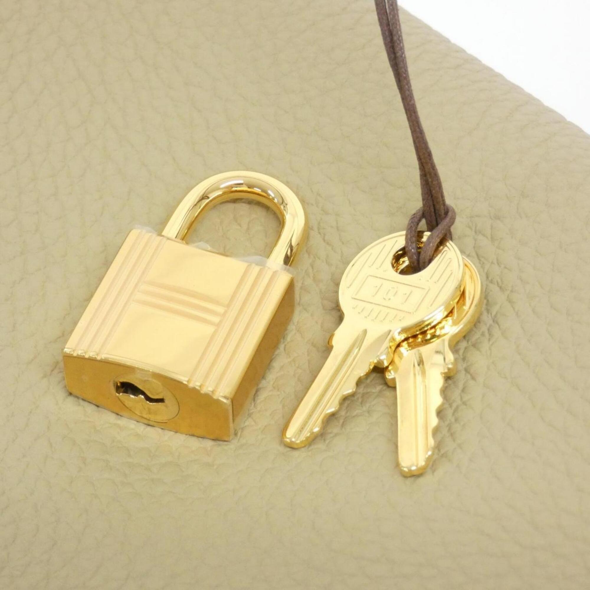 Hermes Beige Taurillon Clemence Leather Handbag (Pre-Owned)