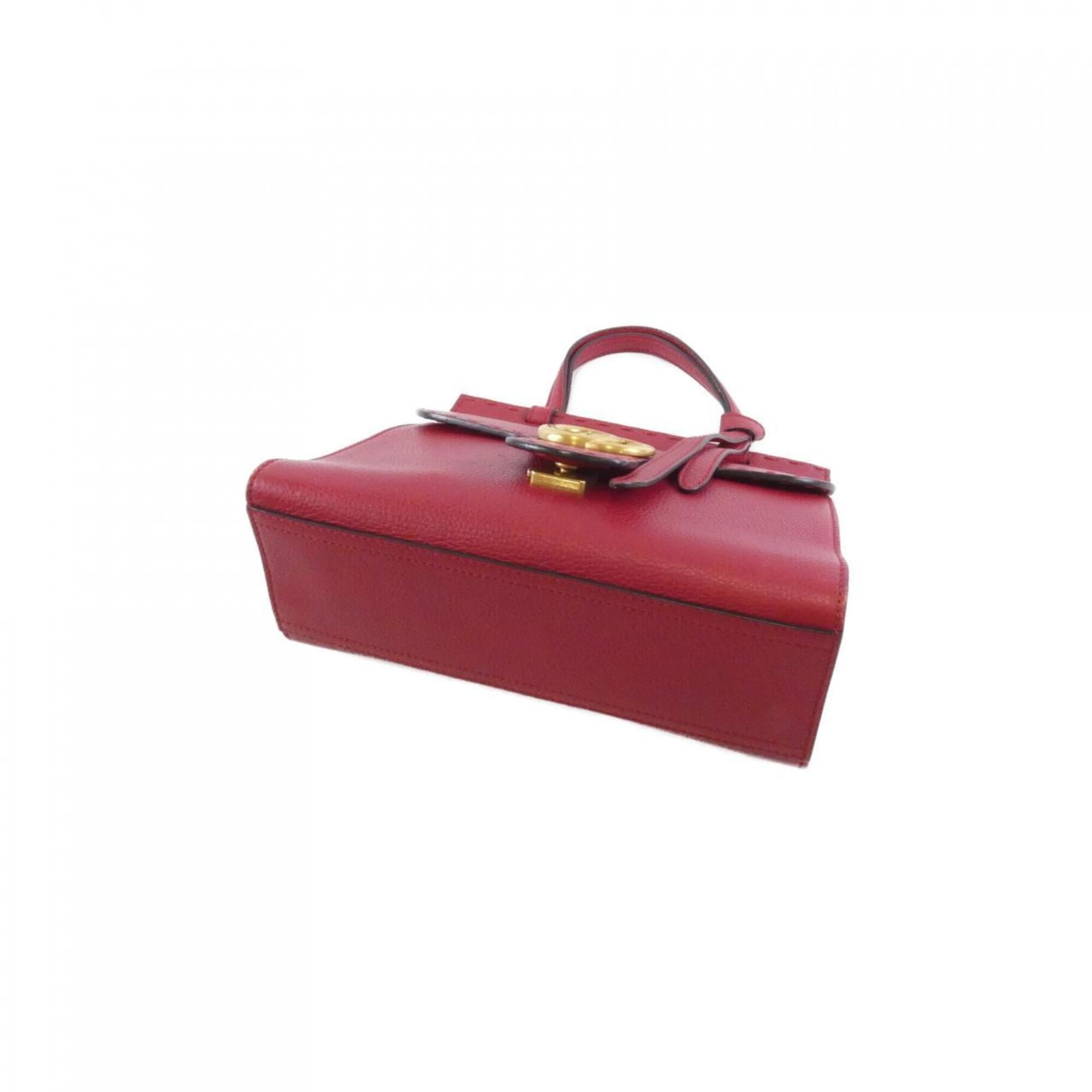 Gucci Red Color Leather Handbag (Pre-Owned)