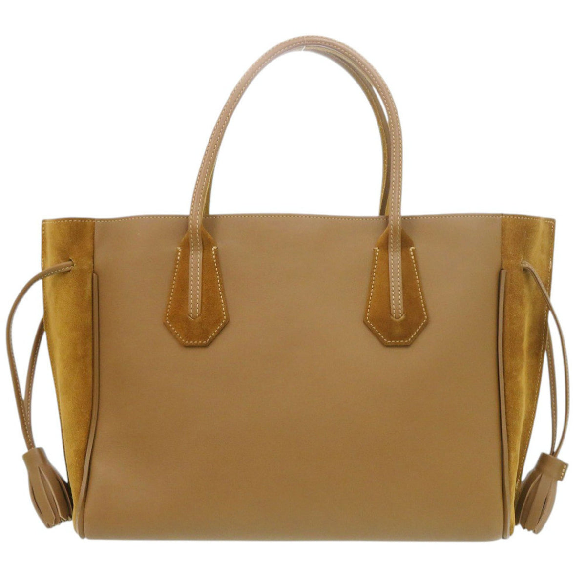 Longchamp Brown Velvet Leather Tote Bag (Pre-Owned)