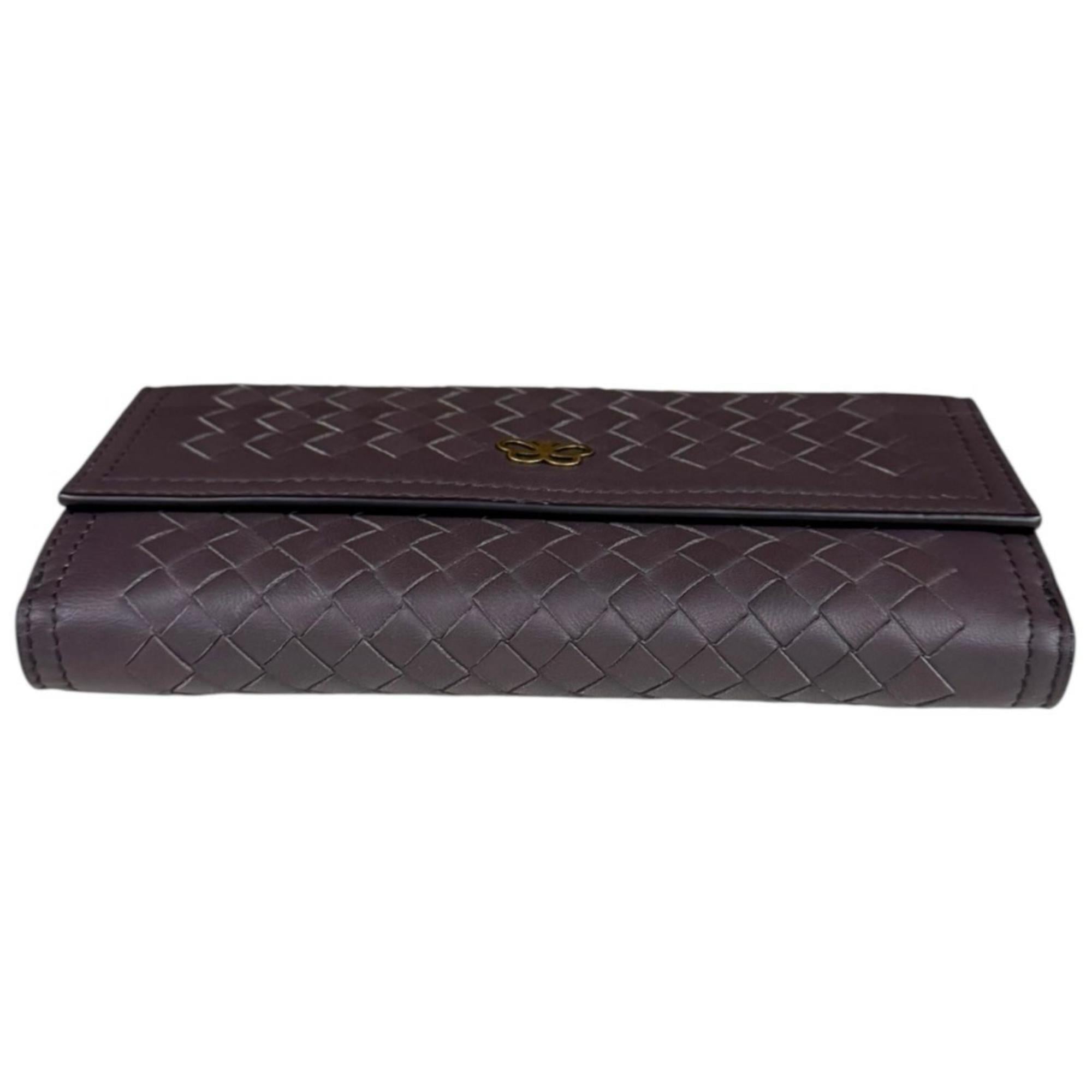 Bottega Veneta Brown Leather Long Wallet (Tri-Fold) (Pre-Owned)