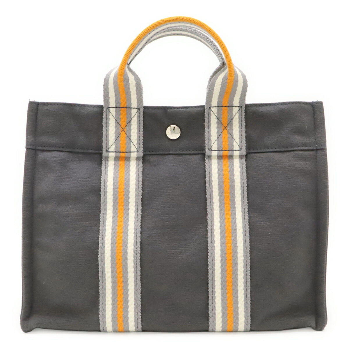 Hermes Gray Orange White Canvas Handbag Tote Bag (Pre-Owned)