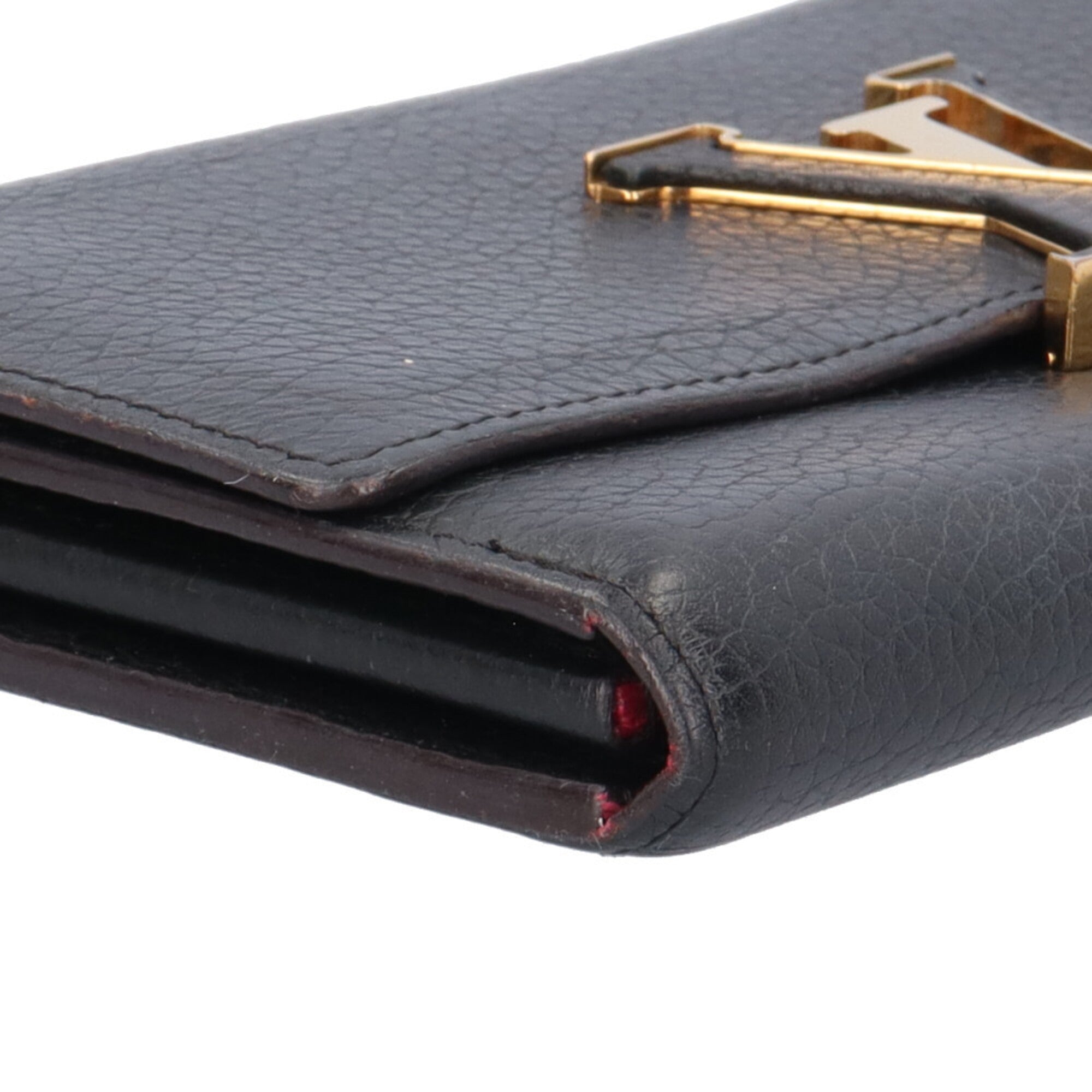 Louis Vuitton Black Fuchsia Pink Leather Long Wallet (Bi-Fold) (Pre-Owned)