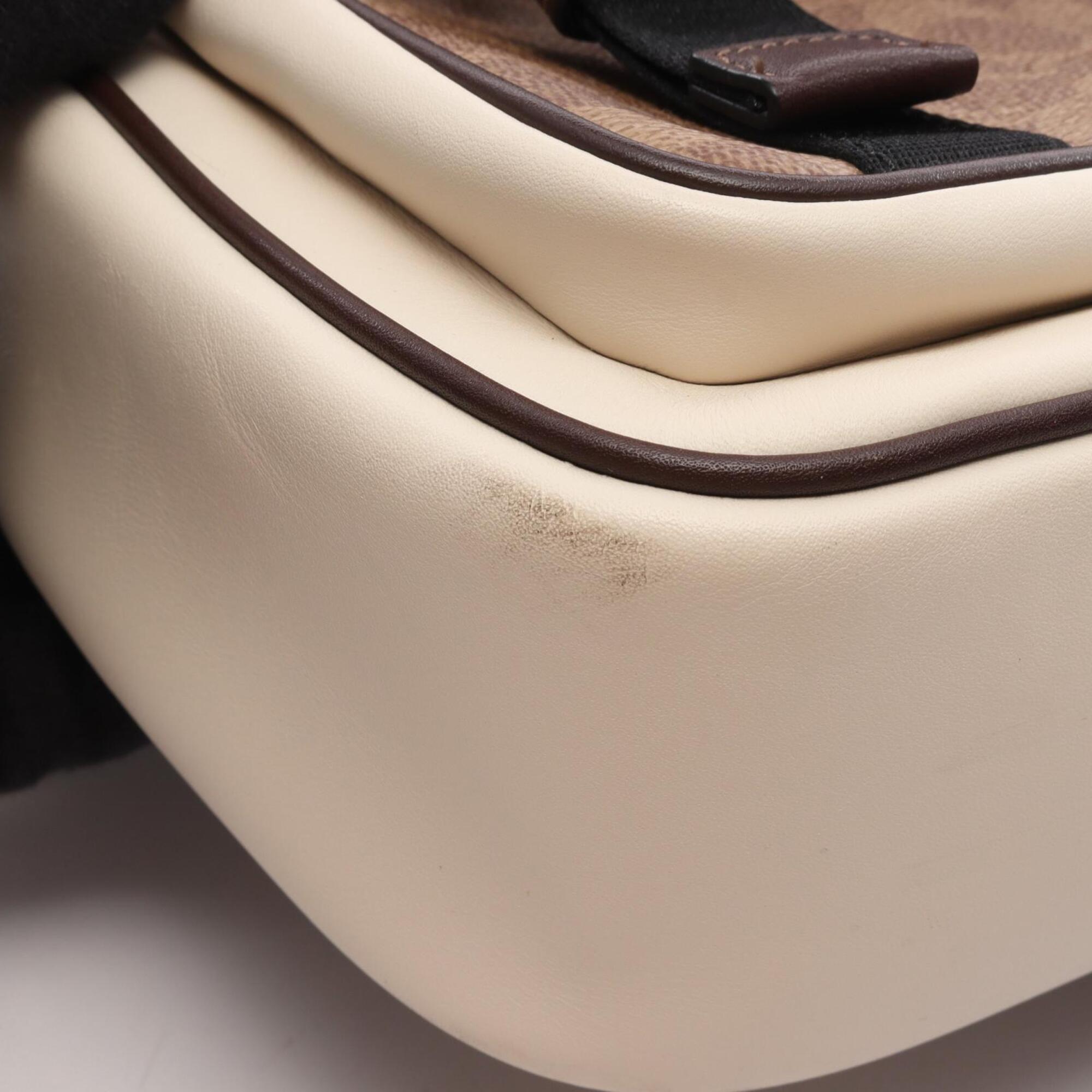 Coach Beige Brown White Leather Pvc Handbag Shoulder Bag (Pre-Owned)