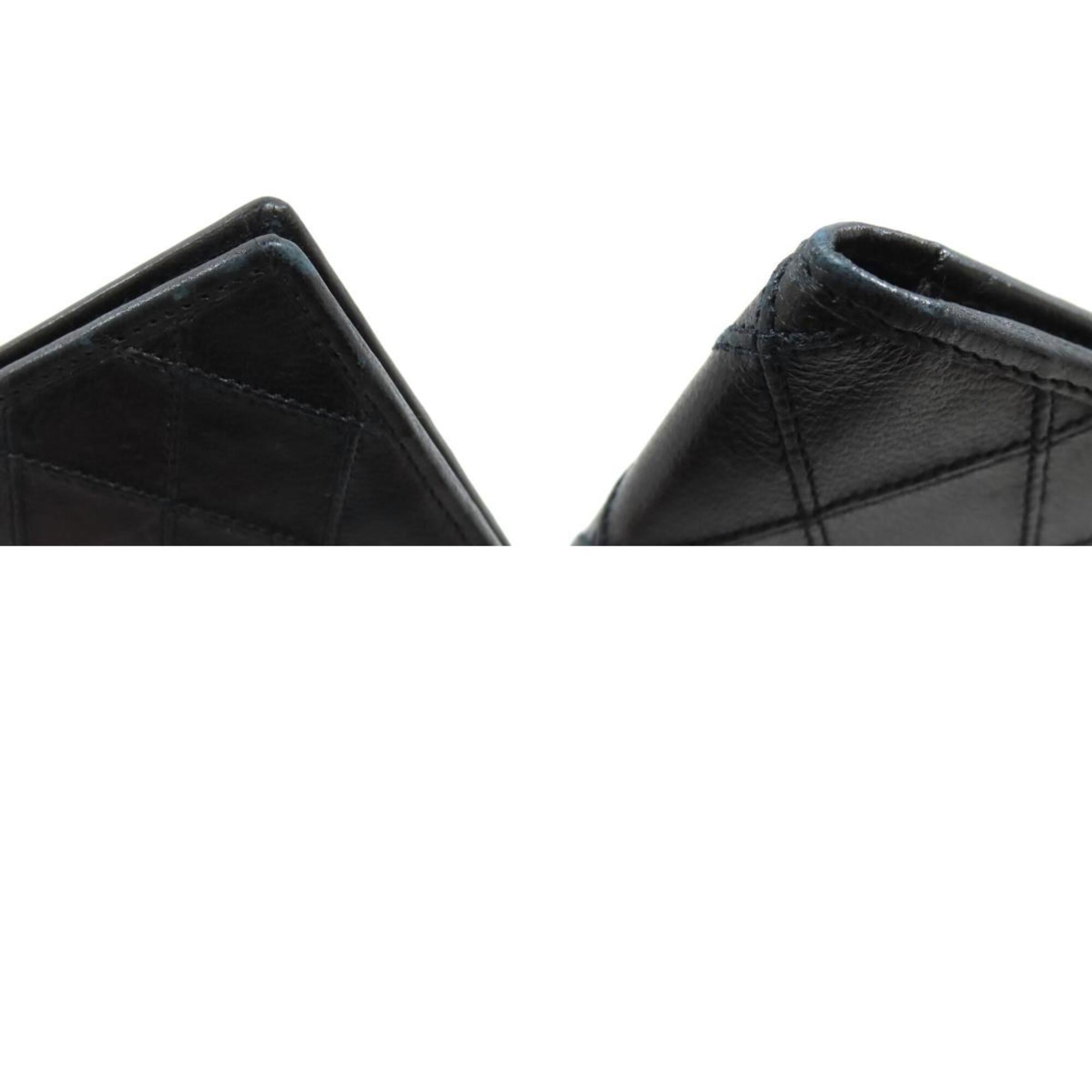 Chanel Black Leather Long Wallet (Bi-Fold) (Pre-Owned)