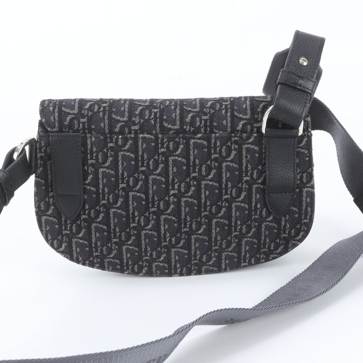 Christian Dior Black Leather Canvas Messenger Bag Shoulder Bag (Pre-Owned)
