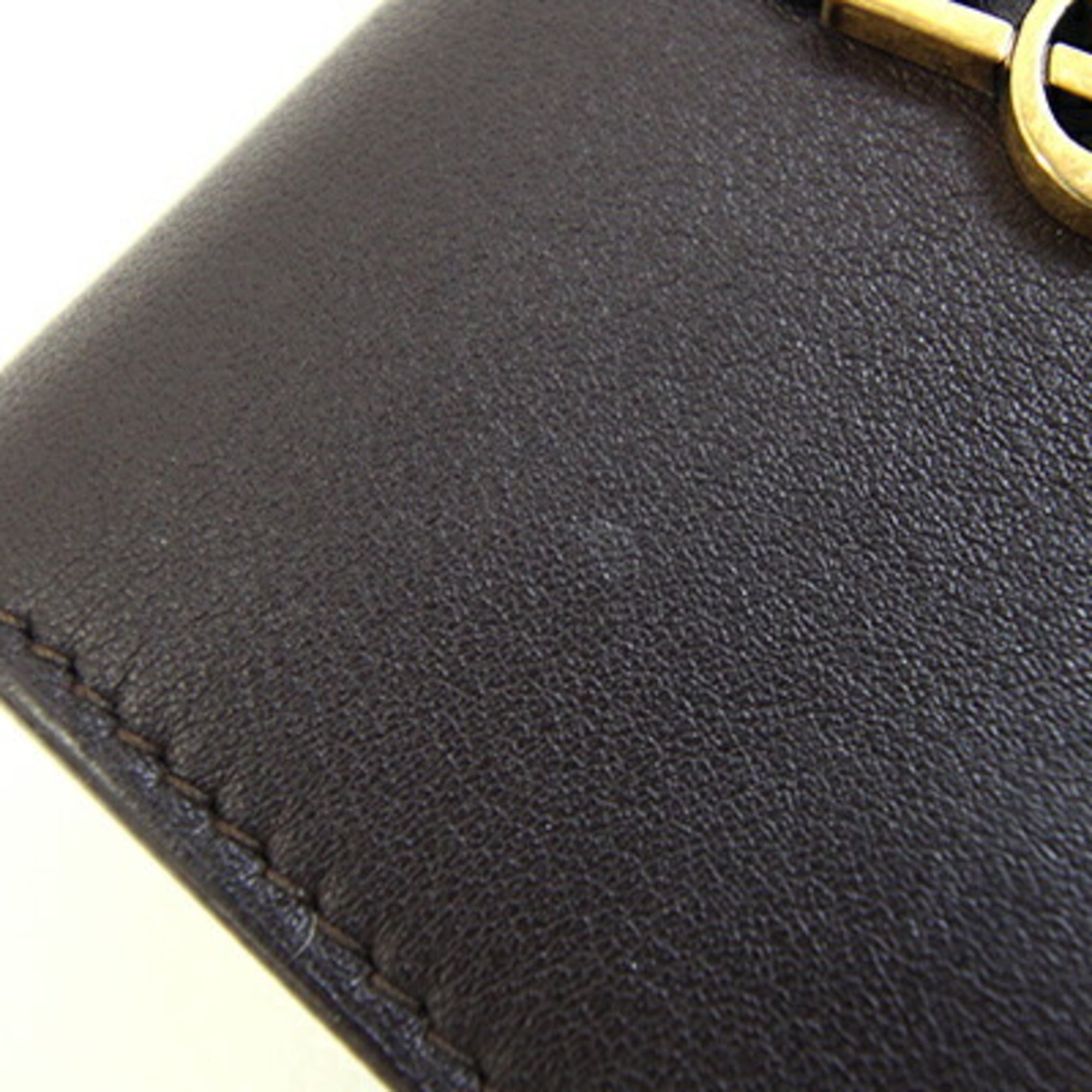 Saint Laurent Black Dark Brown Leather Wallet (Tri-Fold) (Pre-Owned)