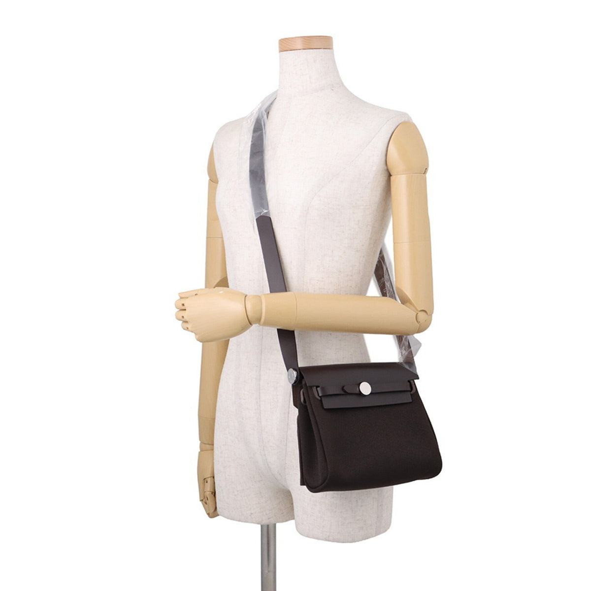 Hermes Ebene Canvas Leather Shoulder Bag (Pre-Owned)