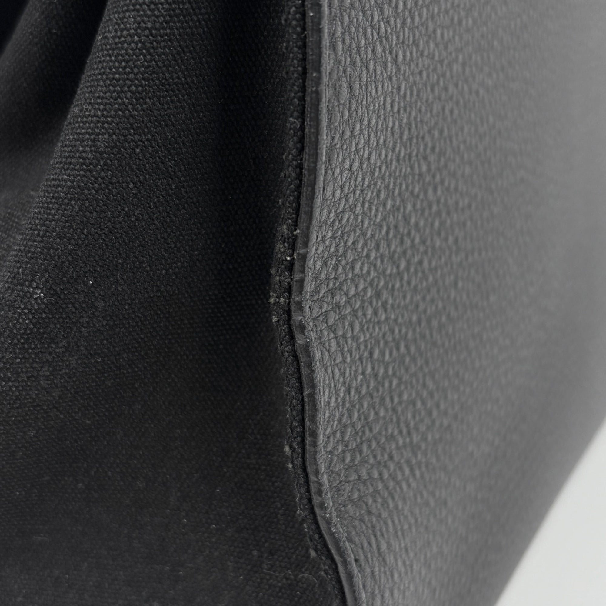 Saint Laurent Black Leather Canvas Handbag (Pre-Owned)