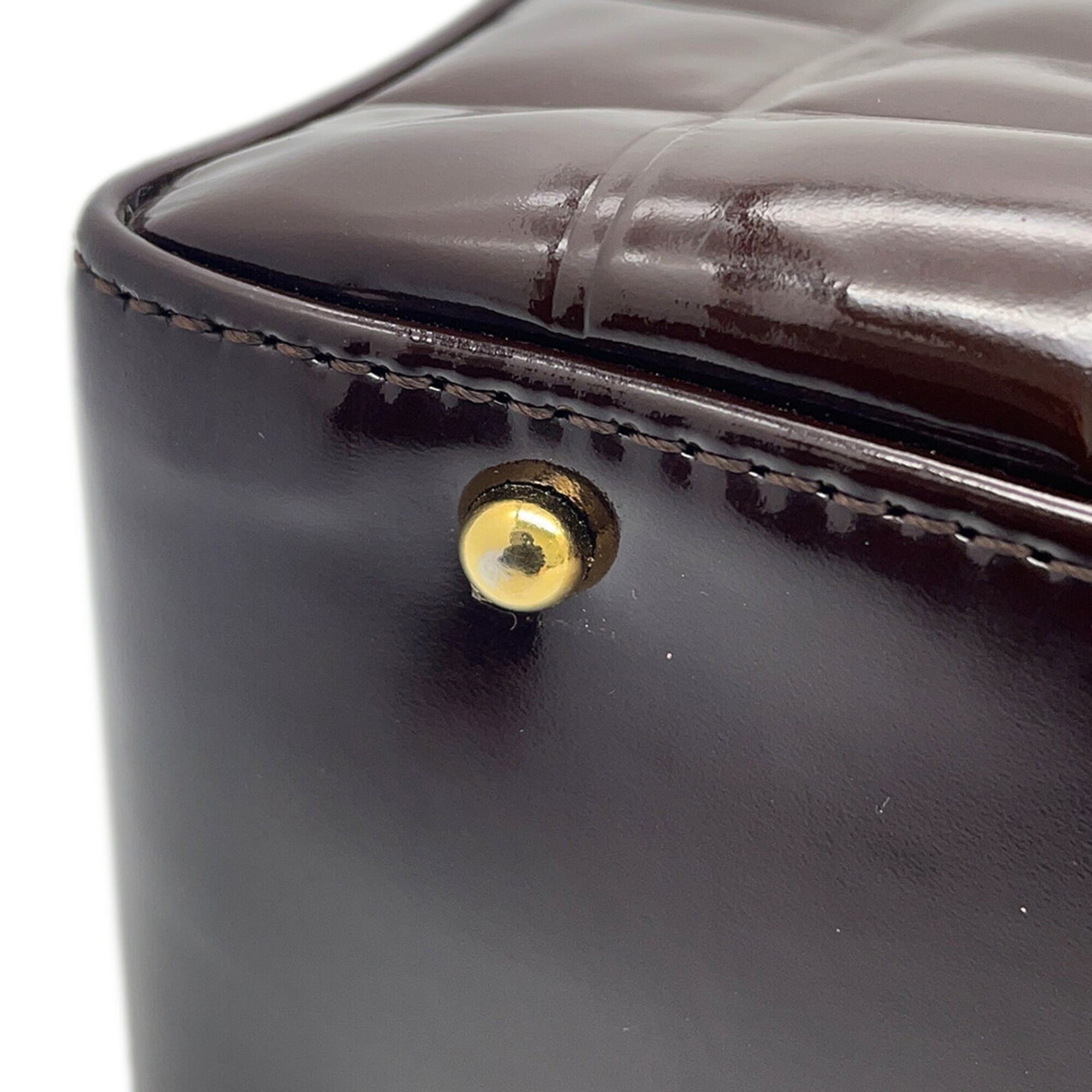 Chanel Chocolate Bar Brown Patent Leather Handbag Tote Bag (Pre-Owned)