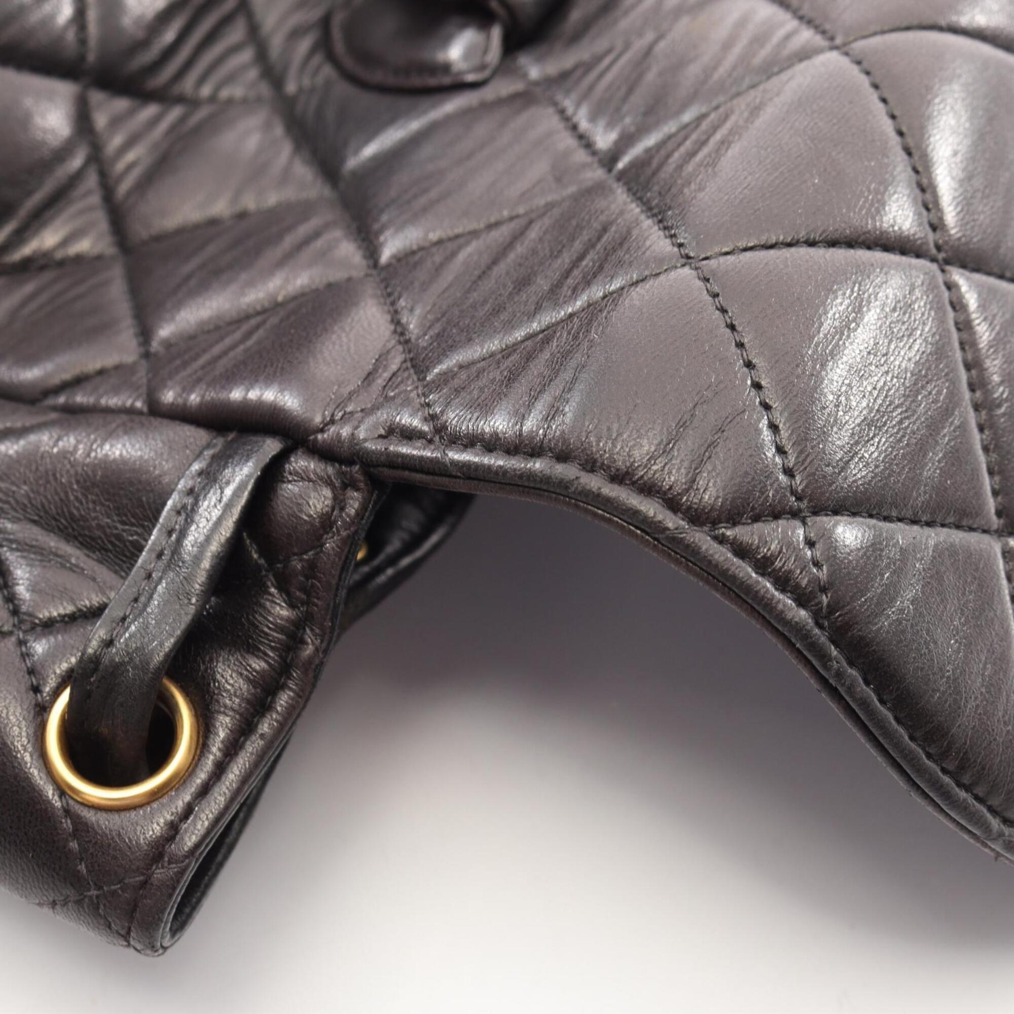 Chanel Black Leather Backpack Handbag (Pre-Owned)