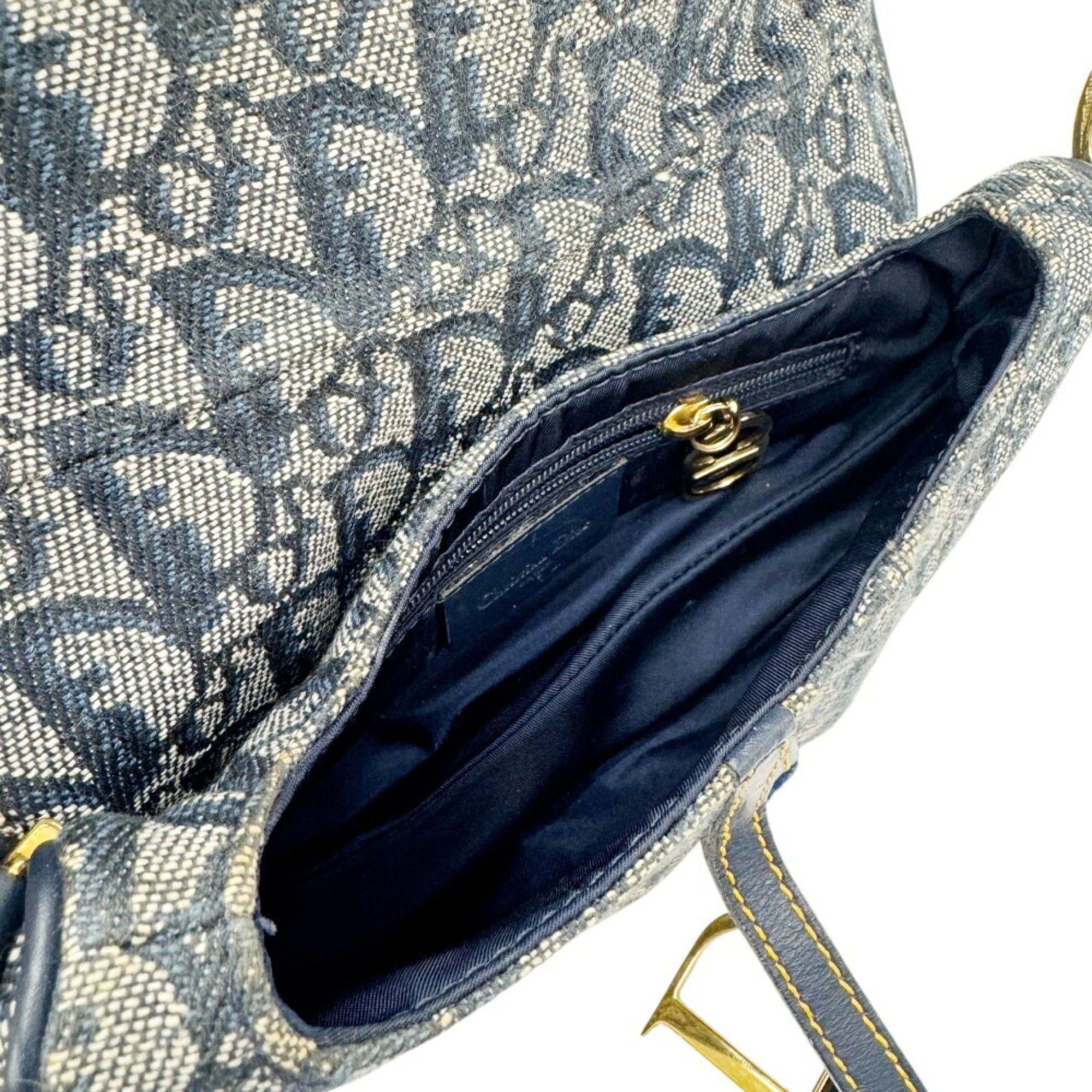 Christian Dior Navy Canvas Saddle Bag Shoulder Bag (Pre-Owned)