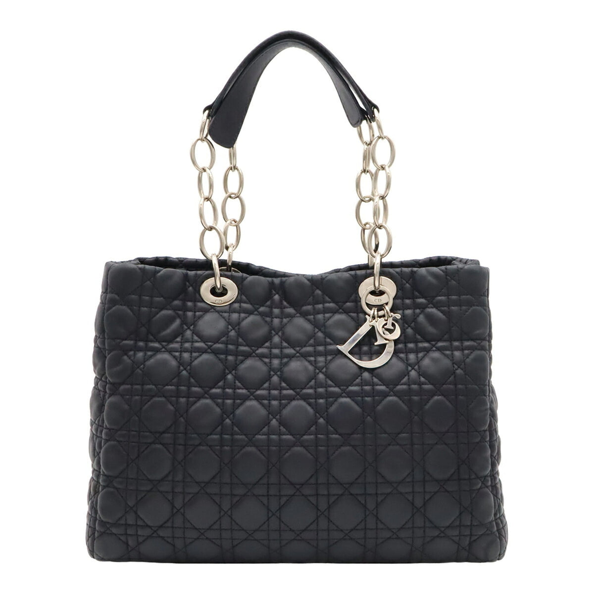 Christian Dior Black Leather Shoulder Bag Tote Bag (Pre-Owned)