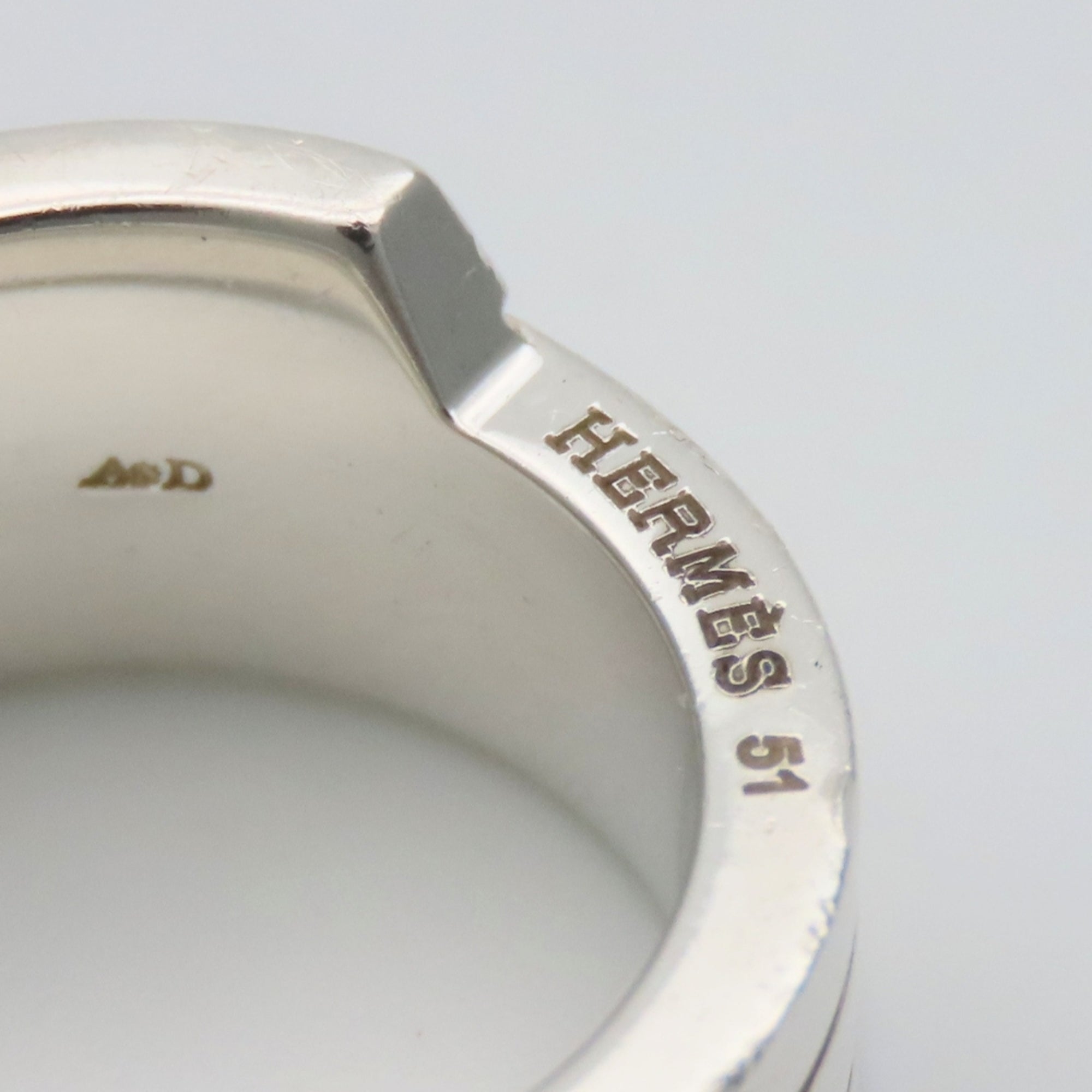 Hermes Silver Silver 925 Band Ring (Pre-Owned)