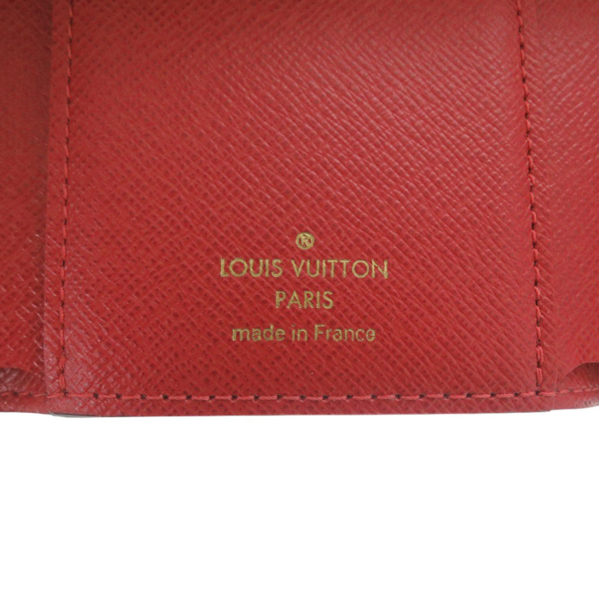 Louis Vuitton Brown Damier Canvas Red Color Damier Canvas Wallet (Tri-Fold) (Pre-Owned)