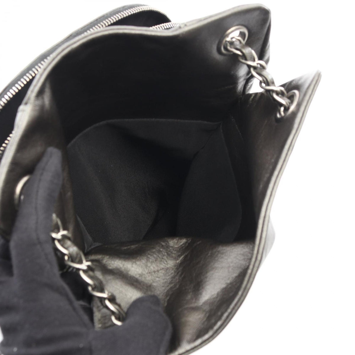Chanel Gray Leather Backpack (Pre-Owned)