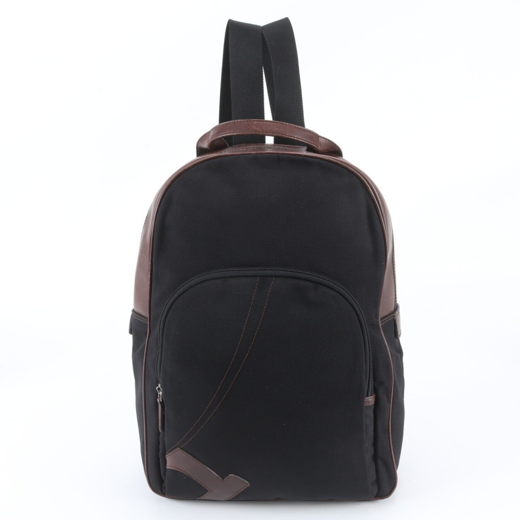 Salvatore Ferragamo Black Brown Leather Canvas Backpack Shoulder Bag (Pre-Owned)