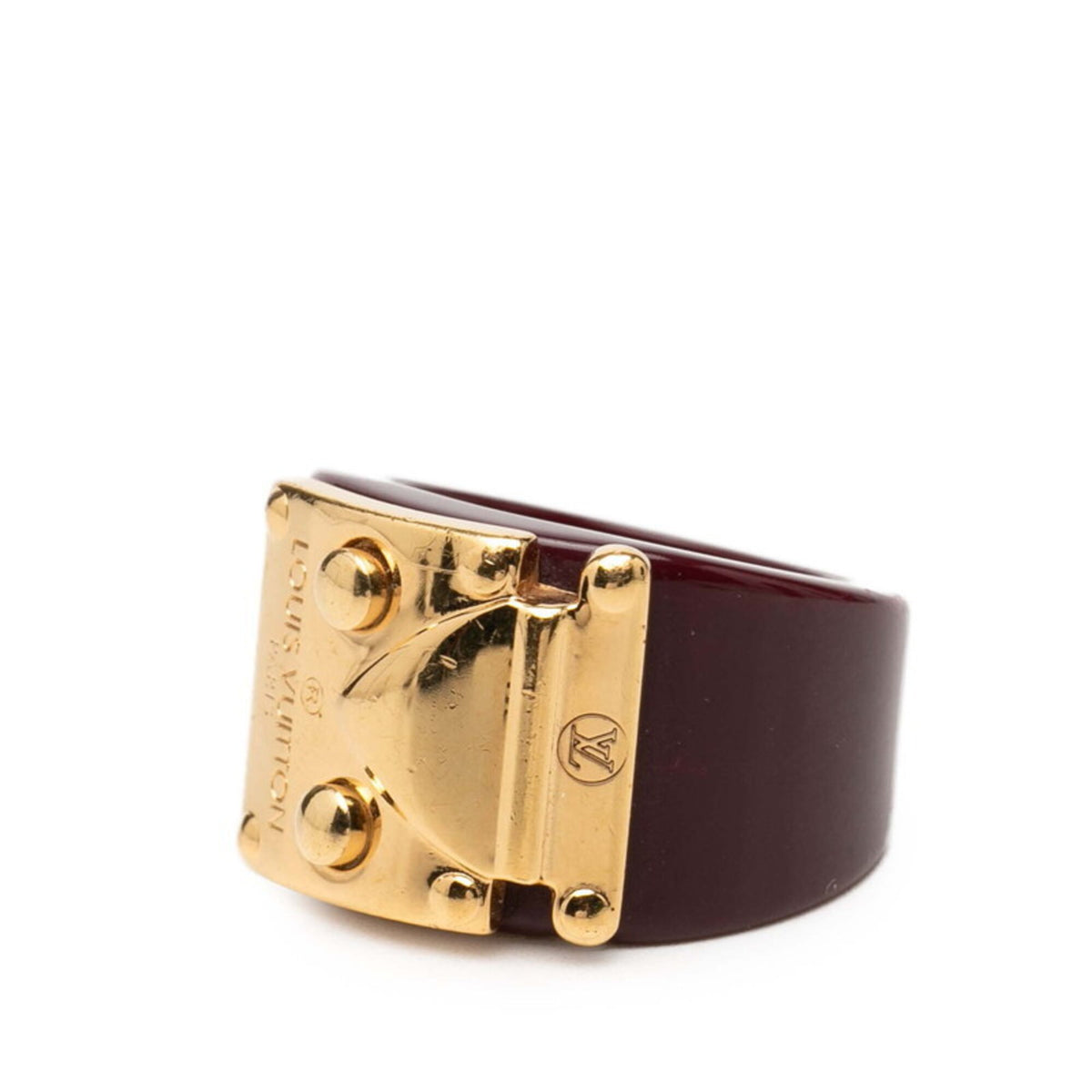Louis Vuitton Red Color Wine Plastic Band Ring (Pre-Owned)