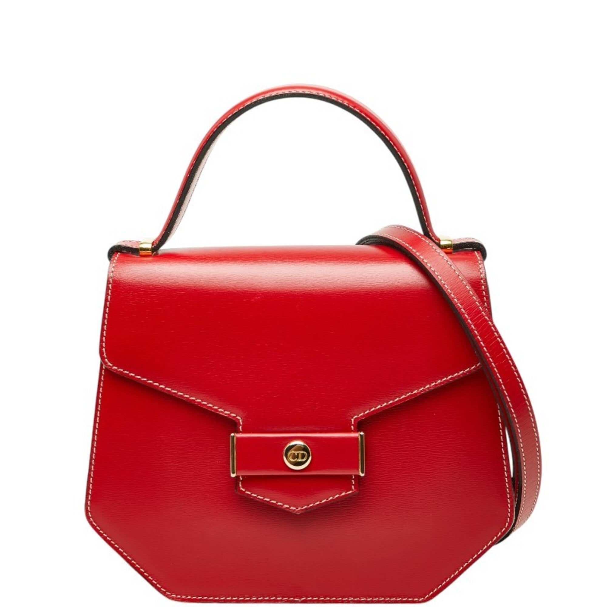 Christian Dior Red Color Leather Handbag Shoulder Bag (Pre-Owned)