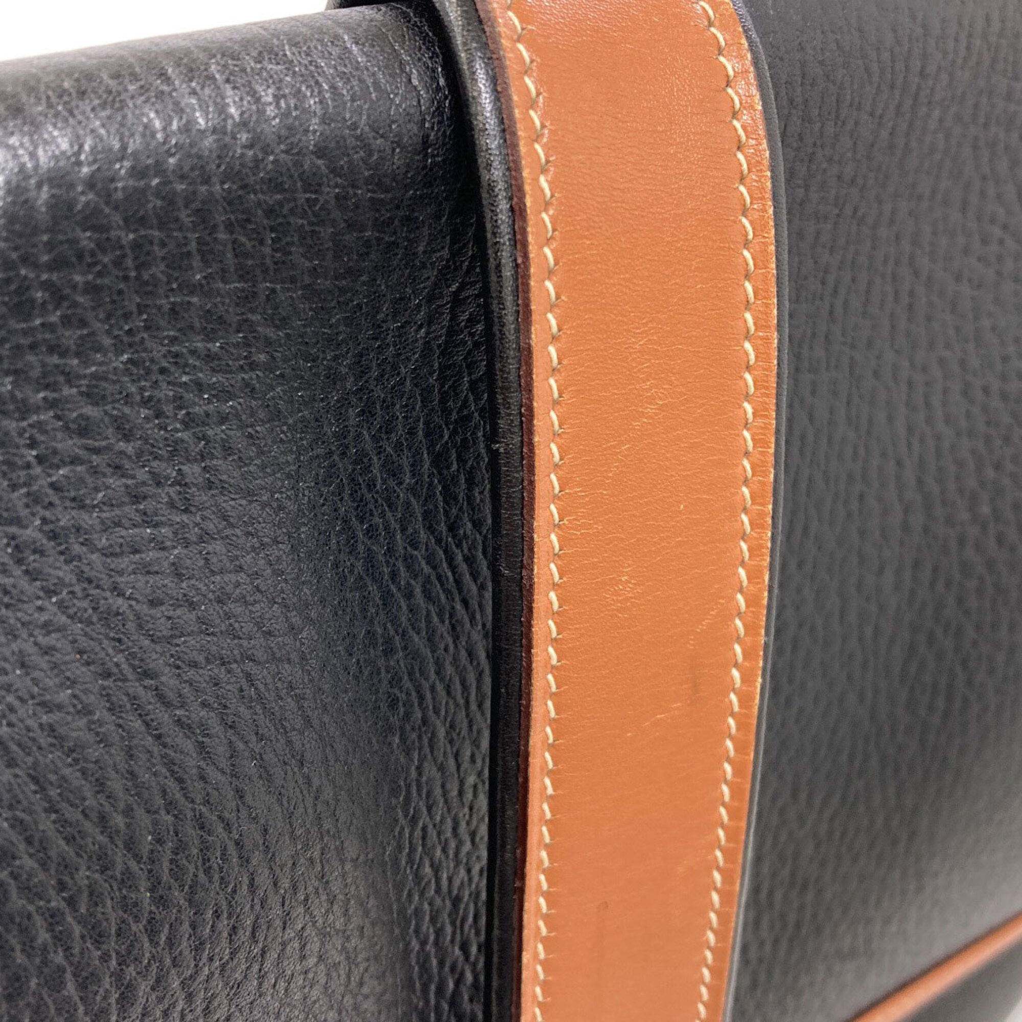 Hermes Black Brown Leather Shoulder Bag (Pre-Owned)