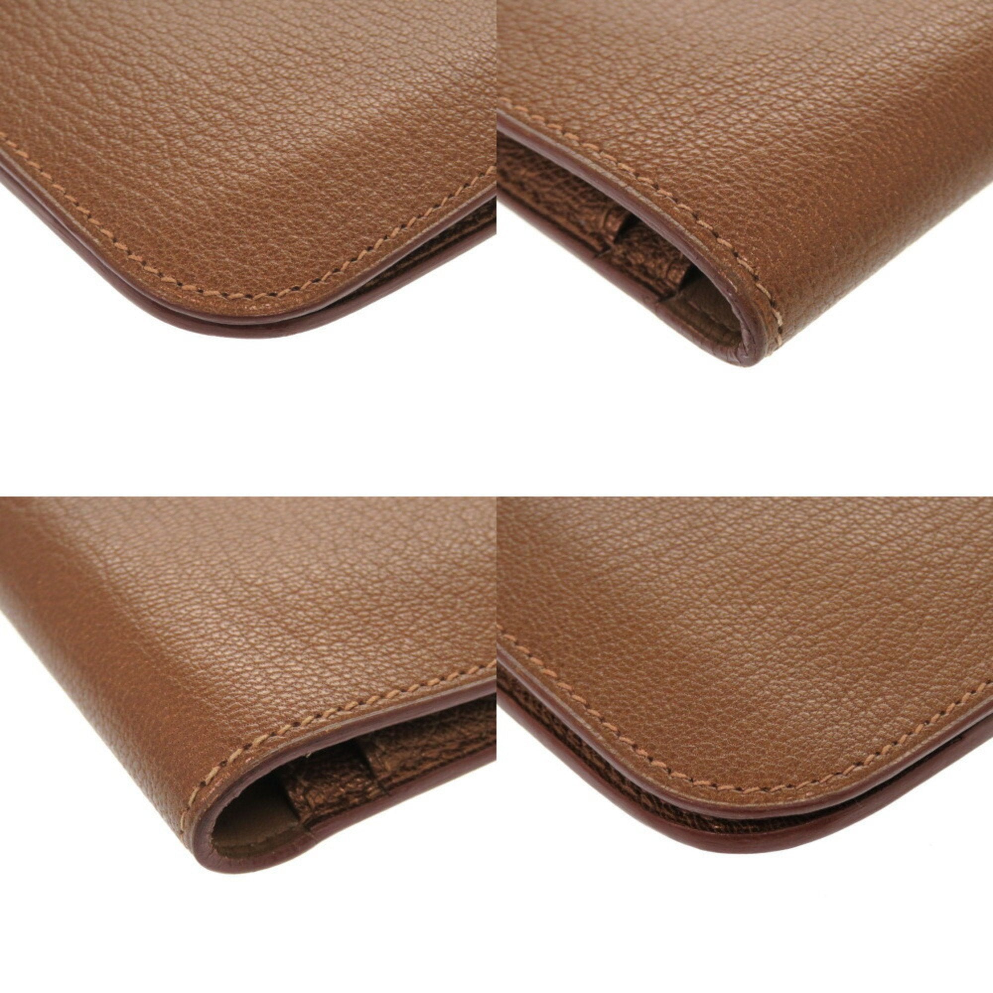 Hermes Bronze Chevre Leather Long Wallet (Bi-Fold) (Pre-Owned)