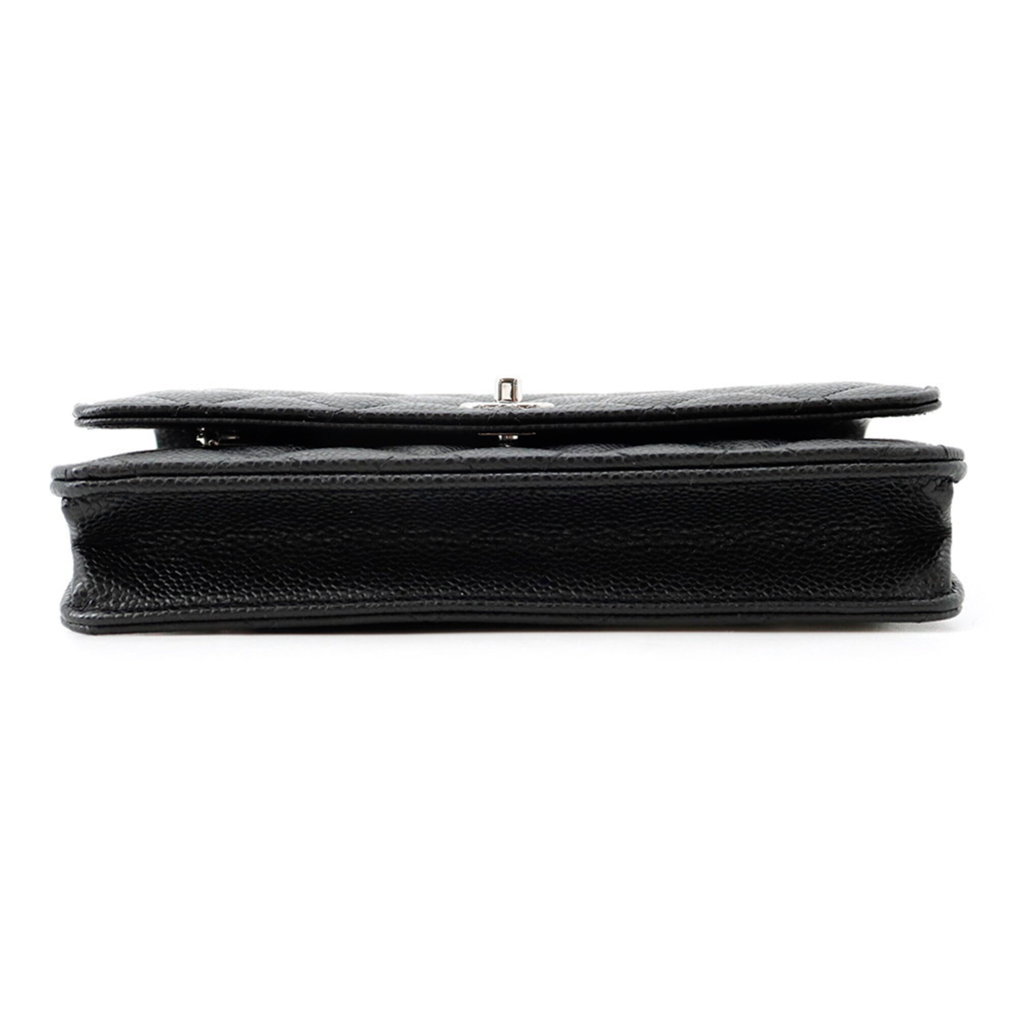 Chanel Matelasse Black Grained Calfskin Chain/Shoulder Wallet (Pre-Owned)