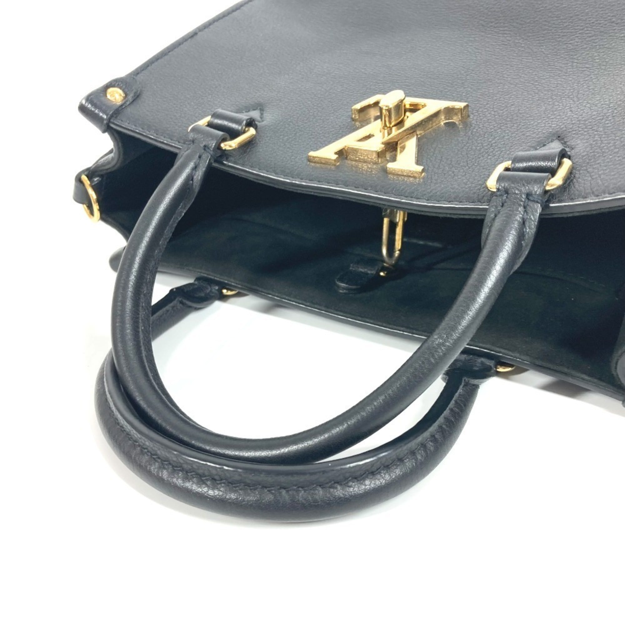Louis Vuitton Black Noir Leather Handbag Shoulder Bag Tote Bag (Pre-Owned)