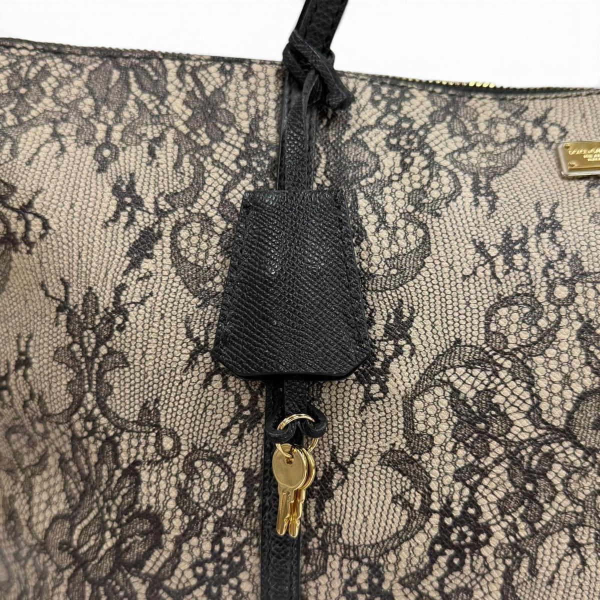 Dolce & Gabbana Beige Black Leather Tote Bag (Pre-Owned)