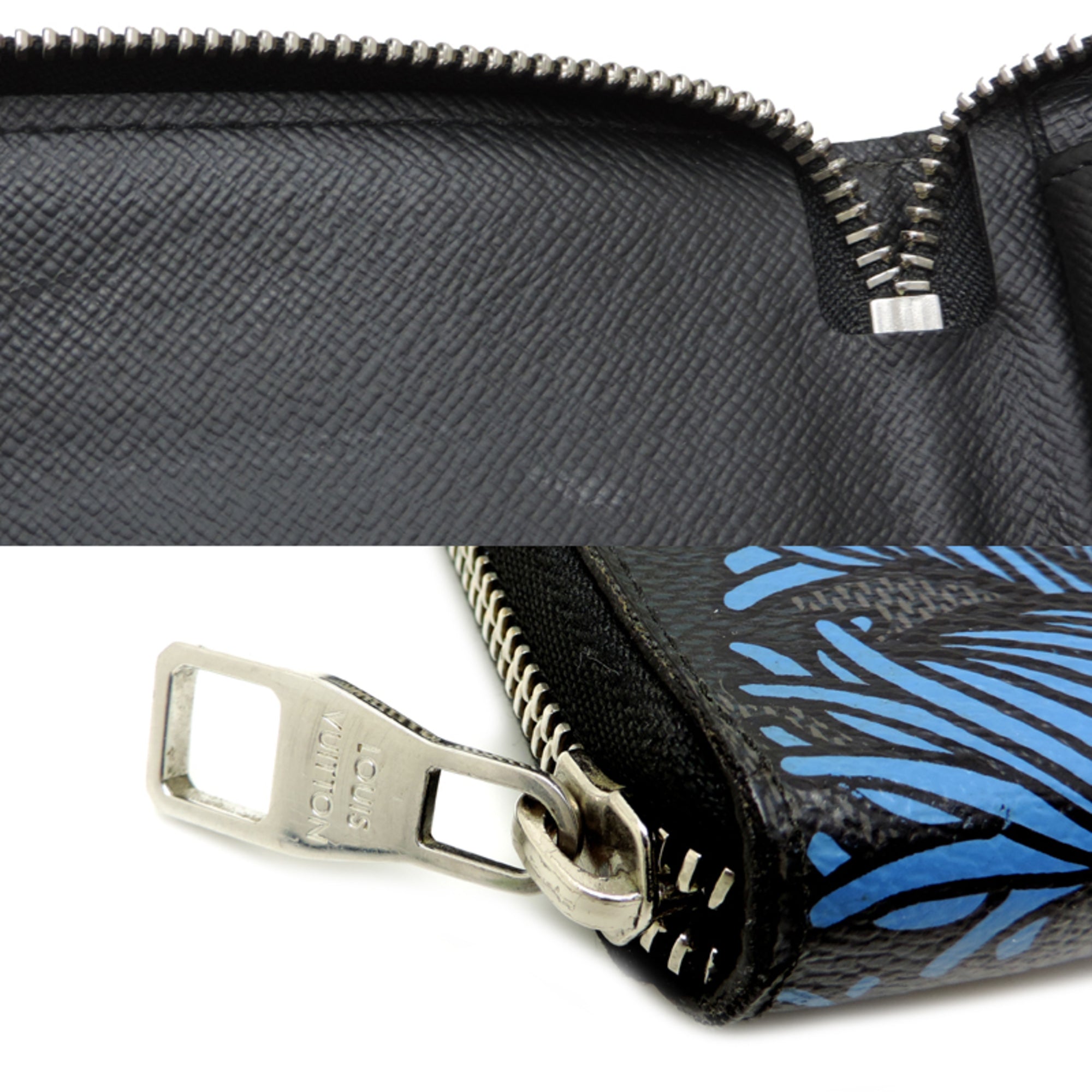 Louis Vuitton Black Blue Noir Damier Graphite Long Wallet (Bi-Fold) (Pre-Owned)