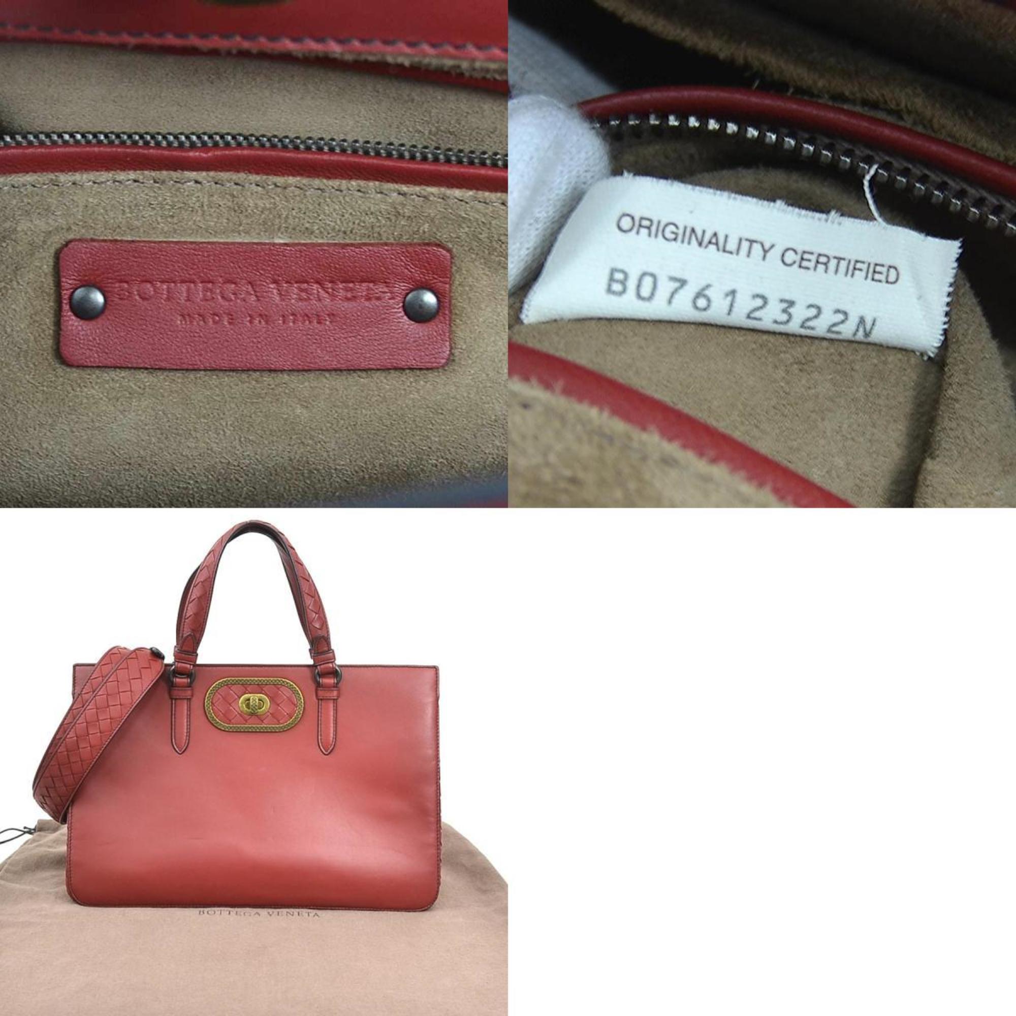 Bottega Veneta Burgundy Intrecciato Handbag Shoulder Bag (Pre-Owned)