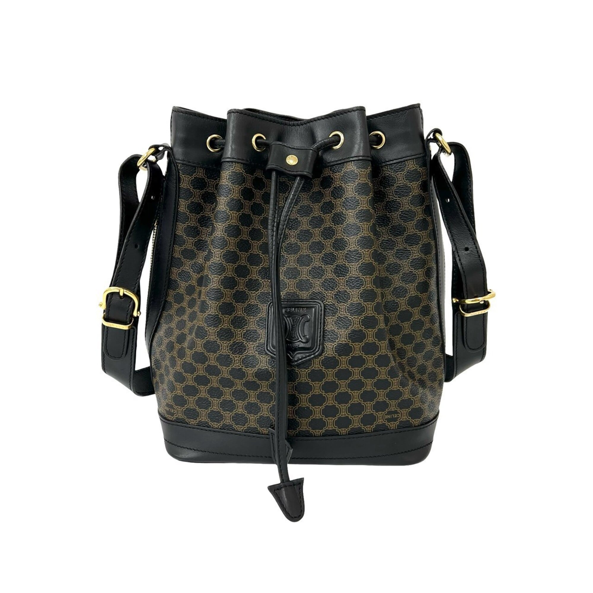 Celine Black Brown Pvc Leather Pochette Shoulder Bag (Pre-Owned)