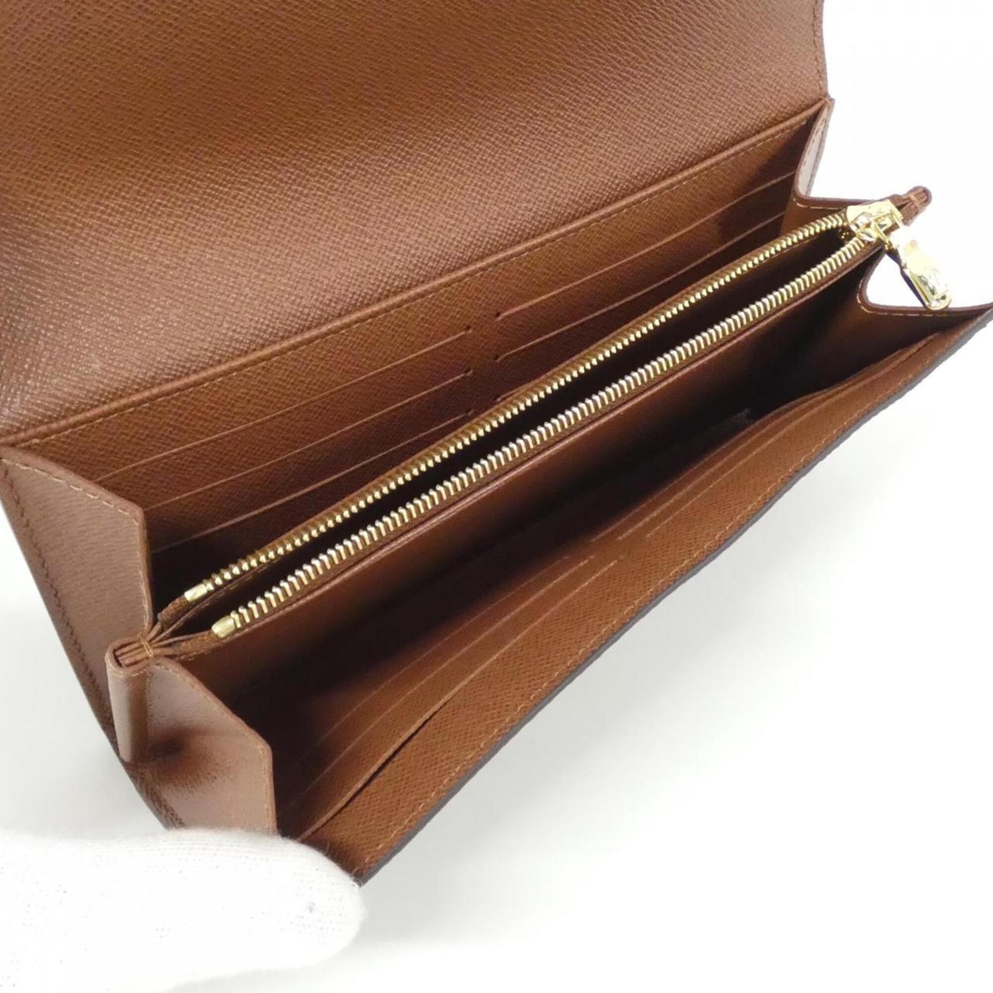 Louis Vuitton Brown Coated Canvas Long Wallet (Bi-Fold) (Pre-Owned)