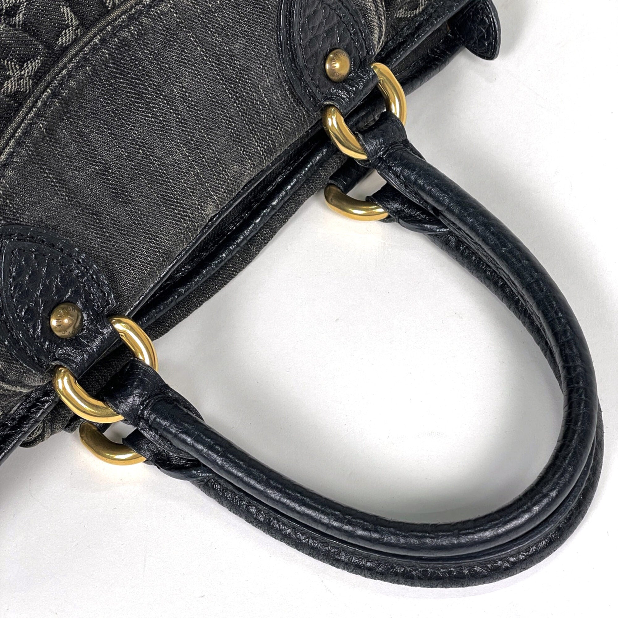 Louis Vuitton Black Noir Monogram Denim Handbag (Pre-Owned)