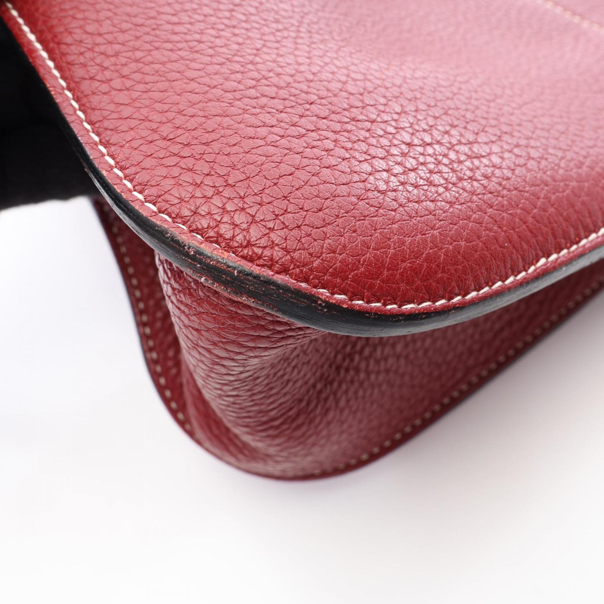 Hermes Bordeaux Rouge H Taurillon Clemence Leather Handbag (Pre-Owned)