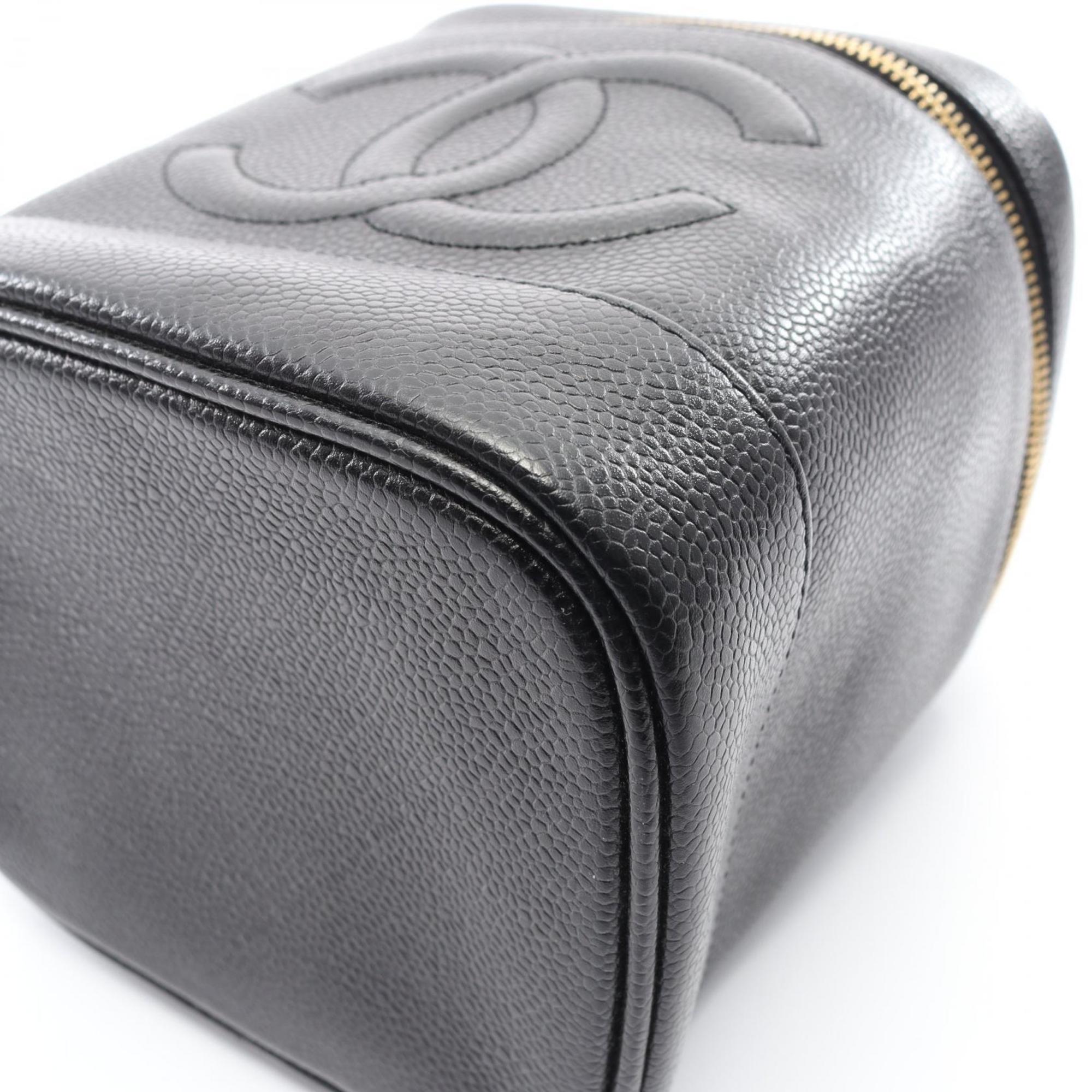 Chanel Black Leather Handbag Vanity Bag (Pre-Owned)